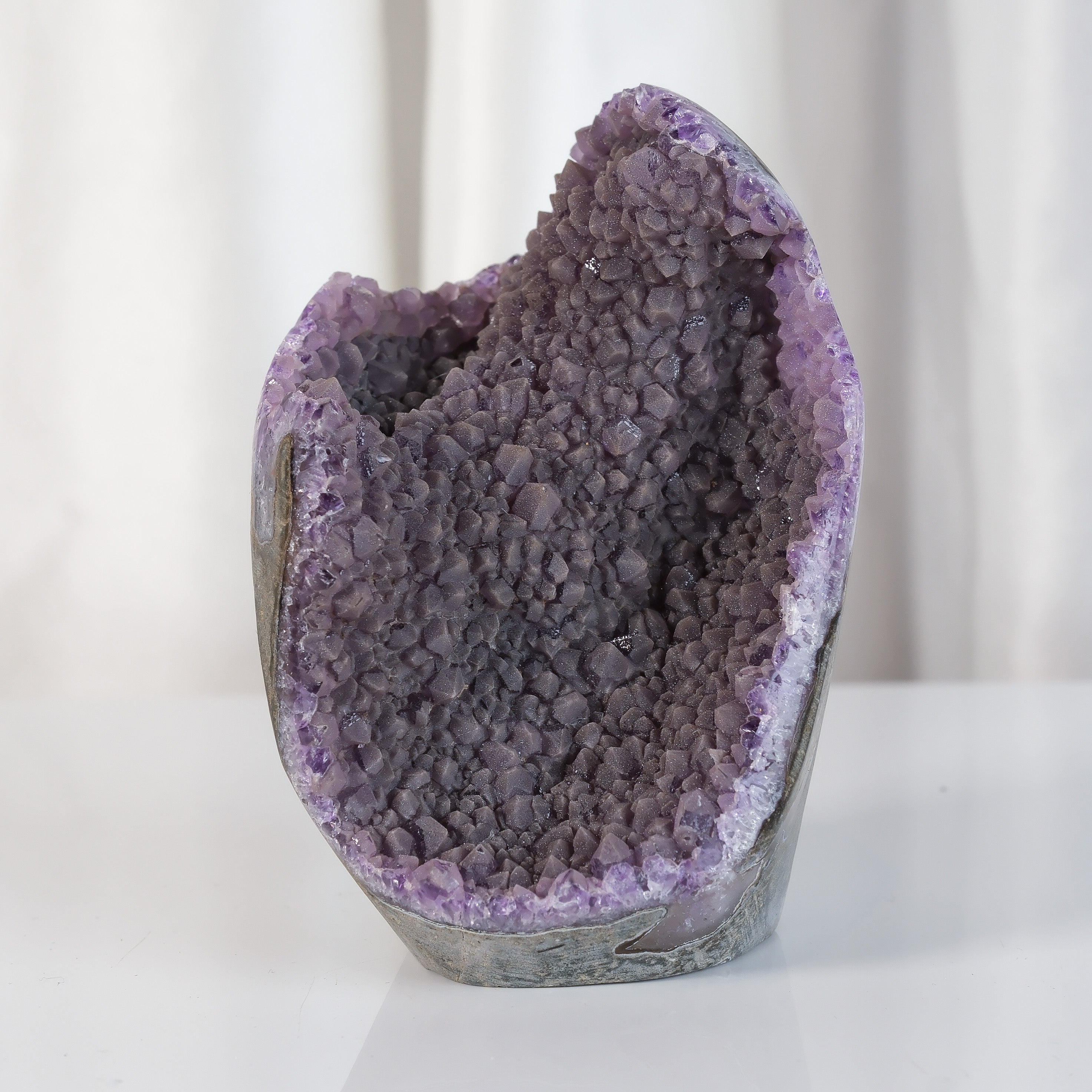 High Quality Purple Sugar Coated Amethyst Cutbase Cluster