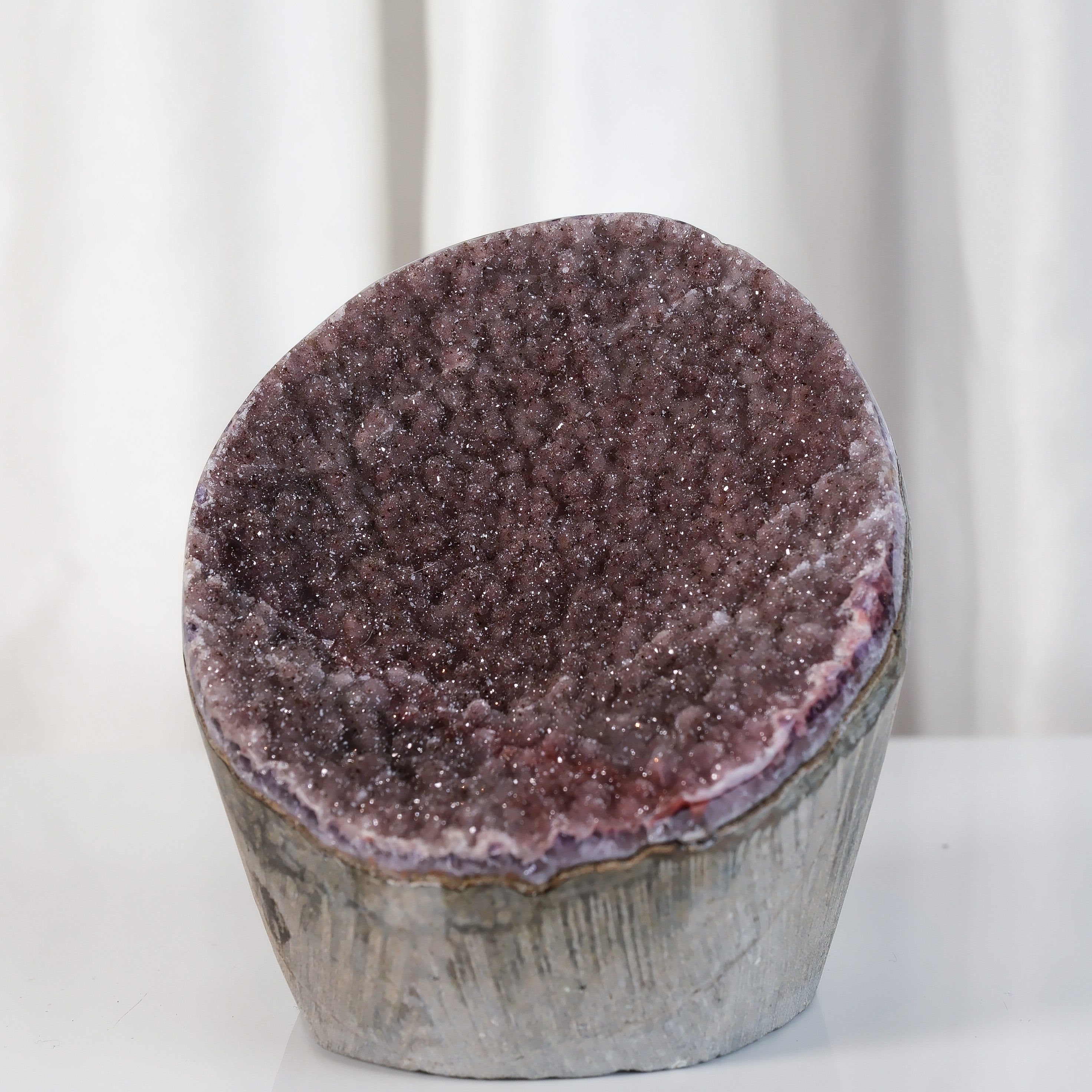 High Quality Purple Sugar Coated Amethyst Cutbase Cluster