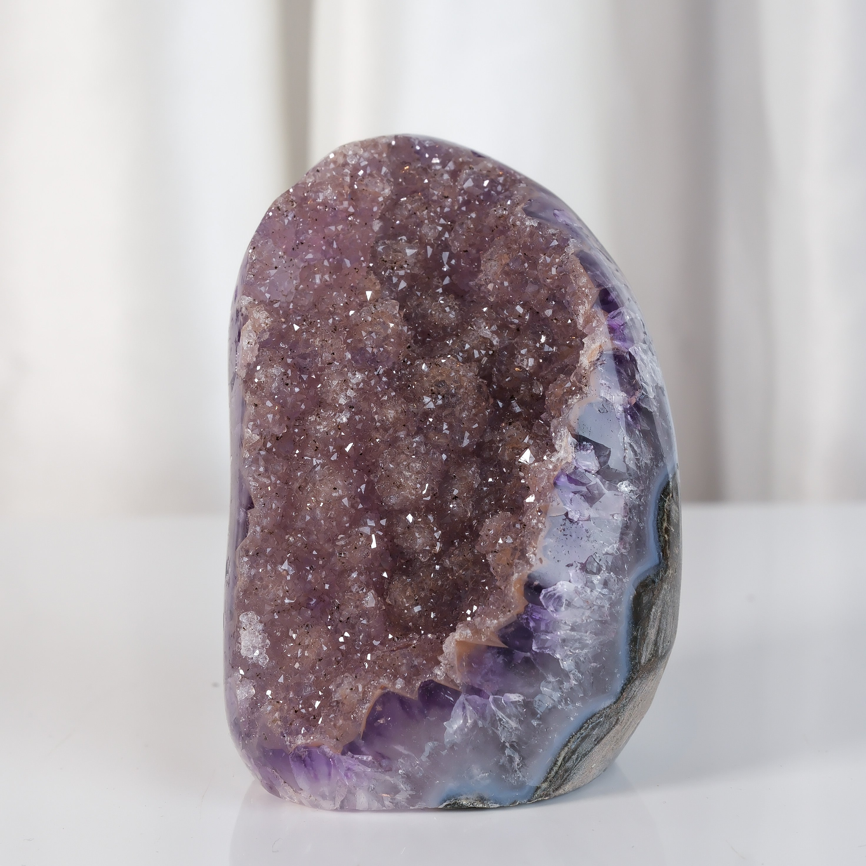 High Quality Purple Sugar Coated Amethyst Cutbase Cluster