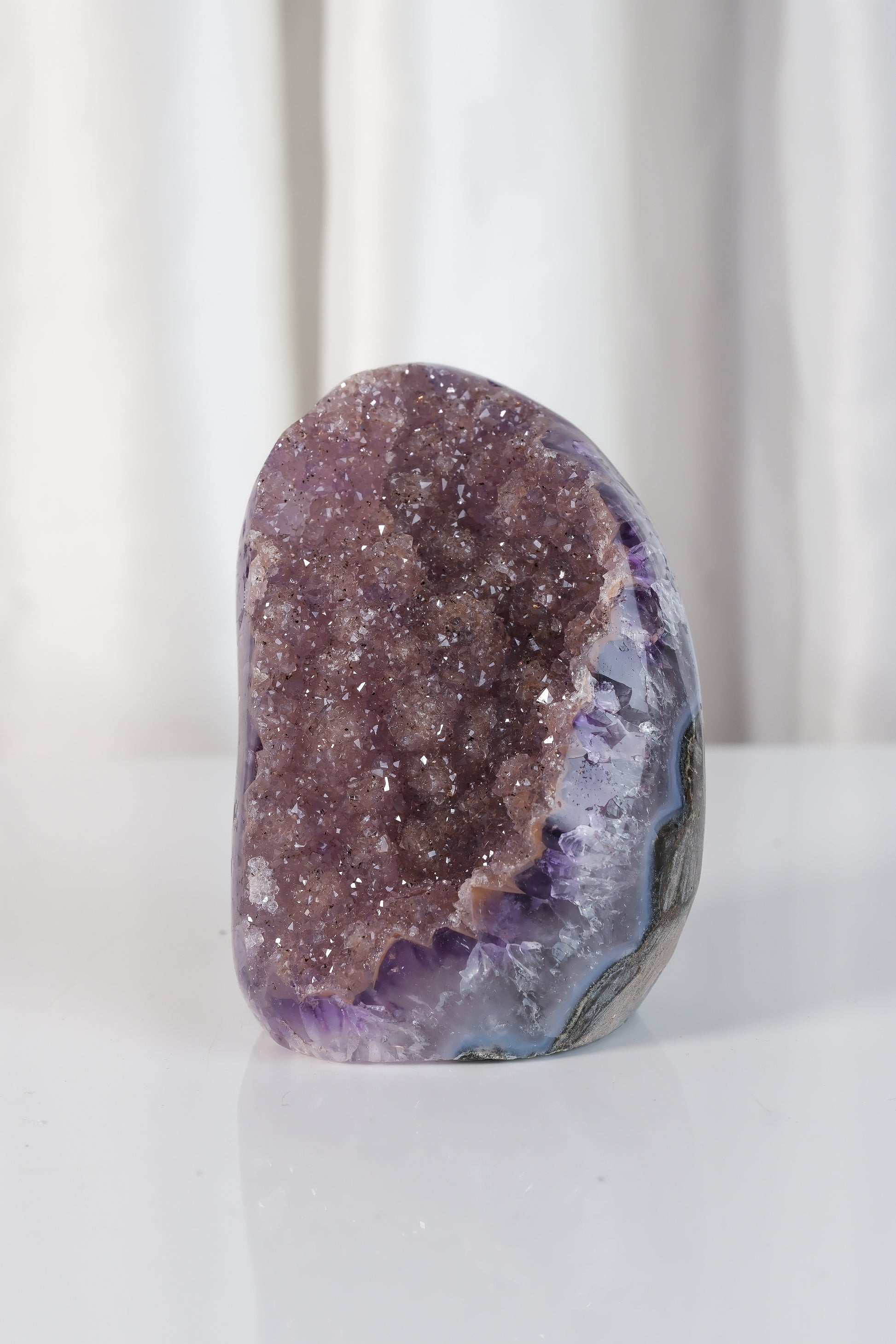High Quality Purple Sugar Coated Amethyst Cutbase Cluster