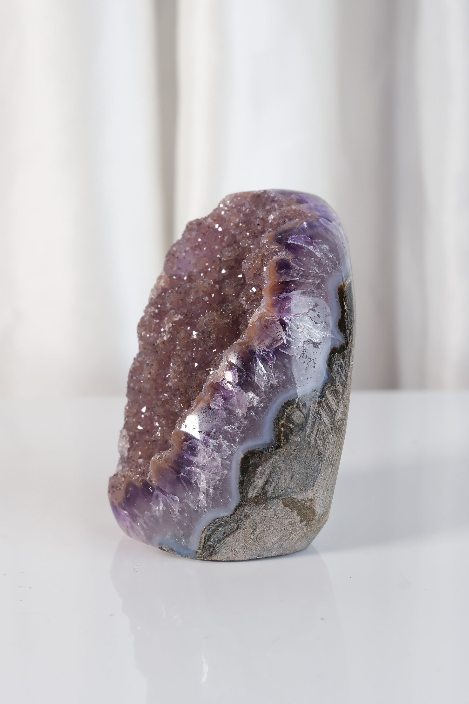 High Quality Purple Sugar Coated Amethyst Cutbase Cluster