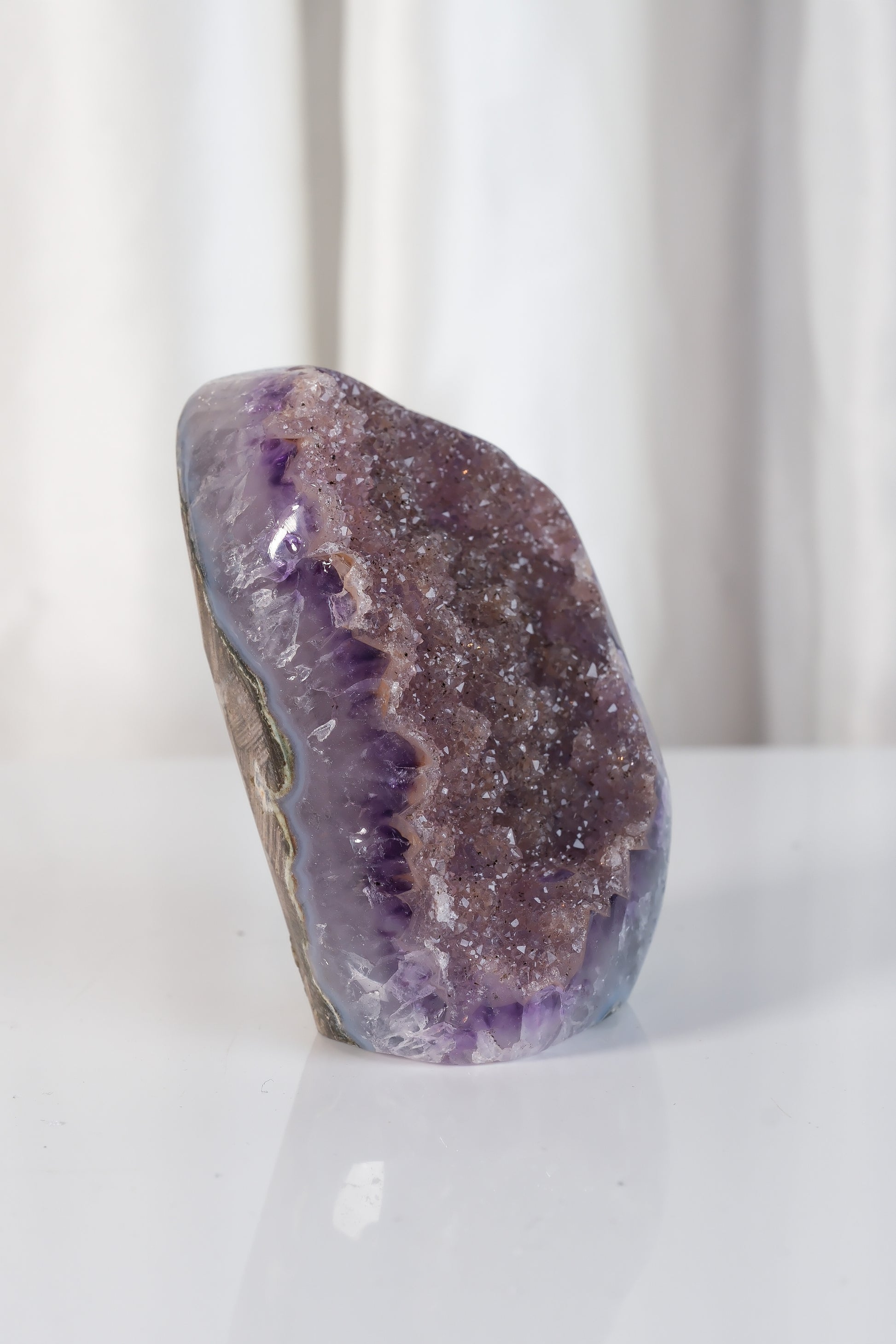 High Quality Purple Sugar Coated Amethyst Cutbase Cluster