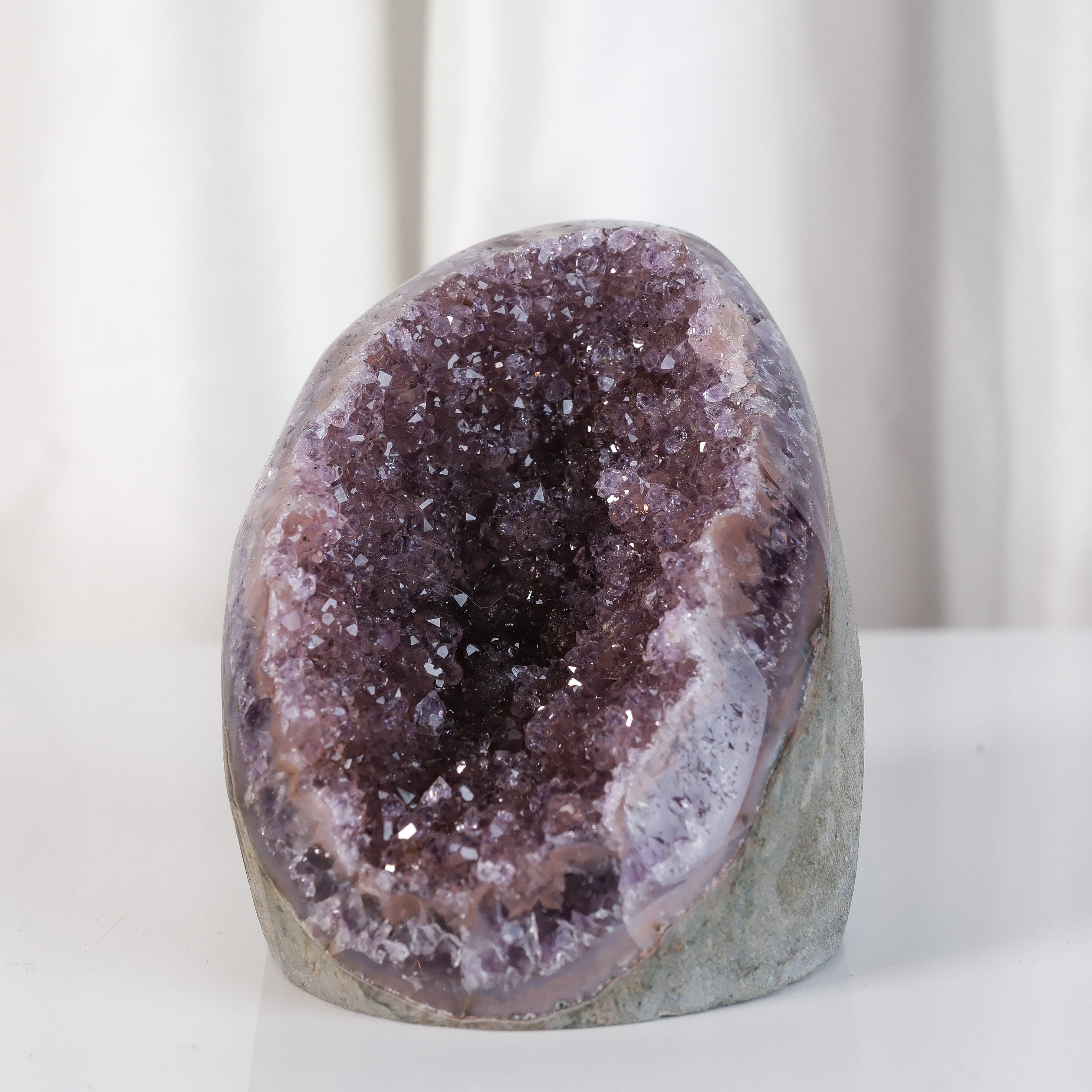 High Quality Purple Sugar Coated Amethyst Cutbase Cluster