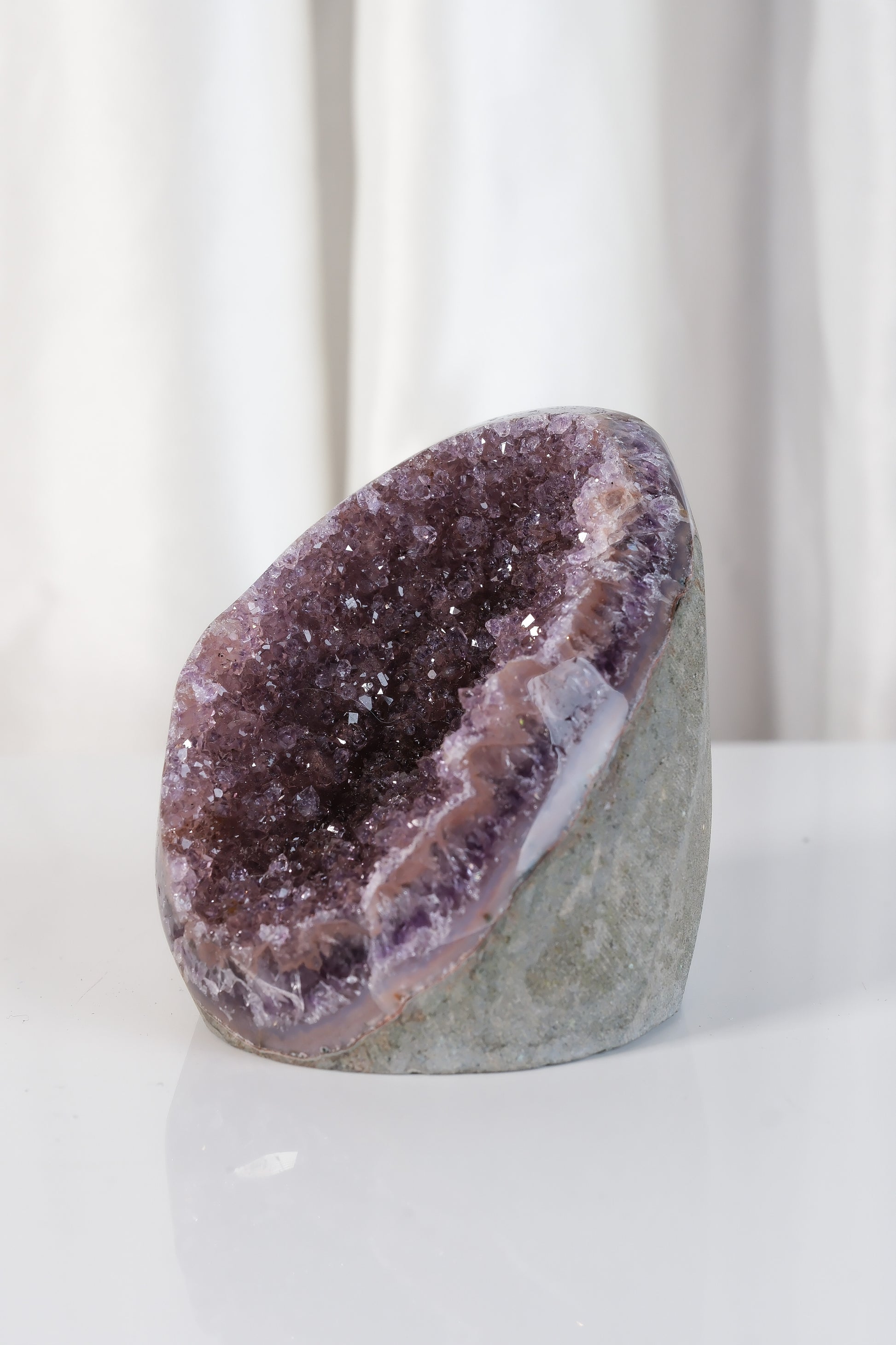 High Quality Purple Sugar Coated Amethyst Cutbase Cluster