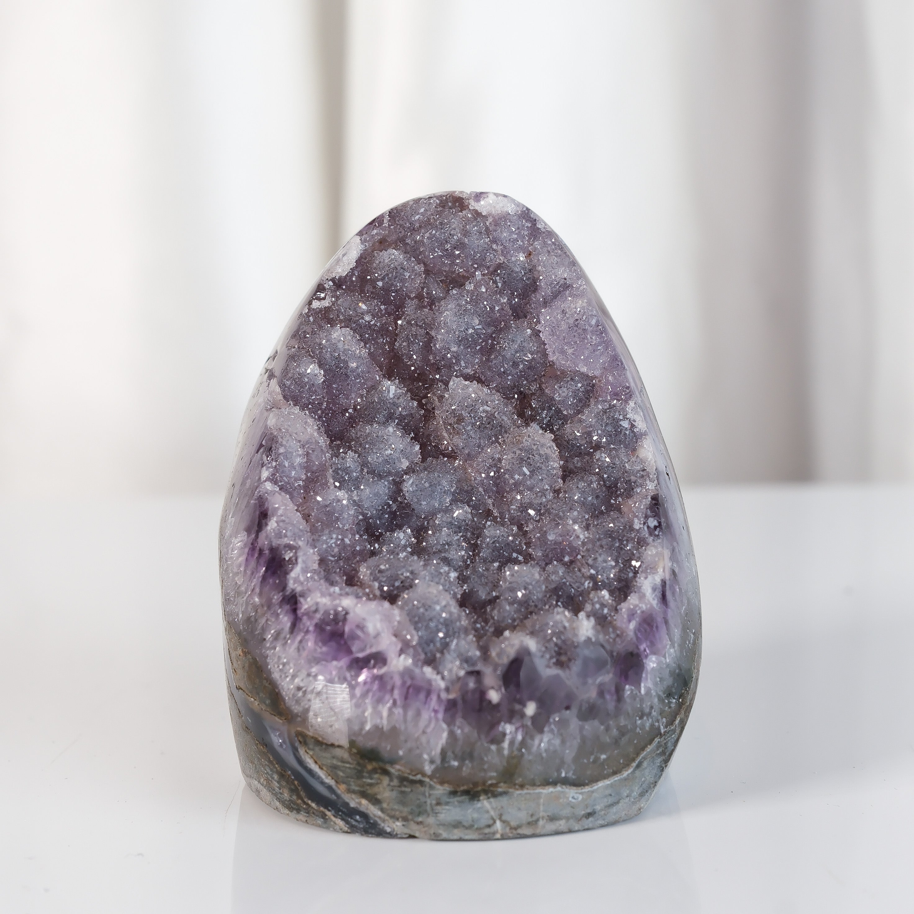 High Quality Purple/Blue Sugar Coated Amethyst Cutbase Cluster