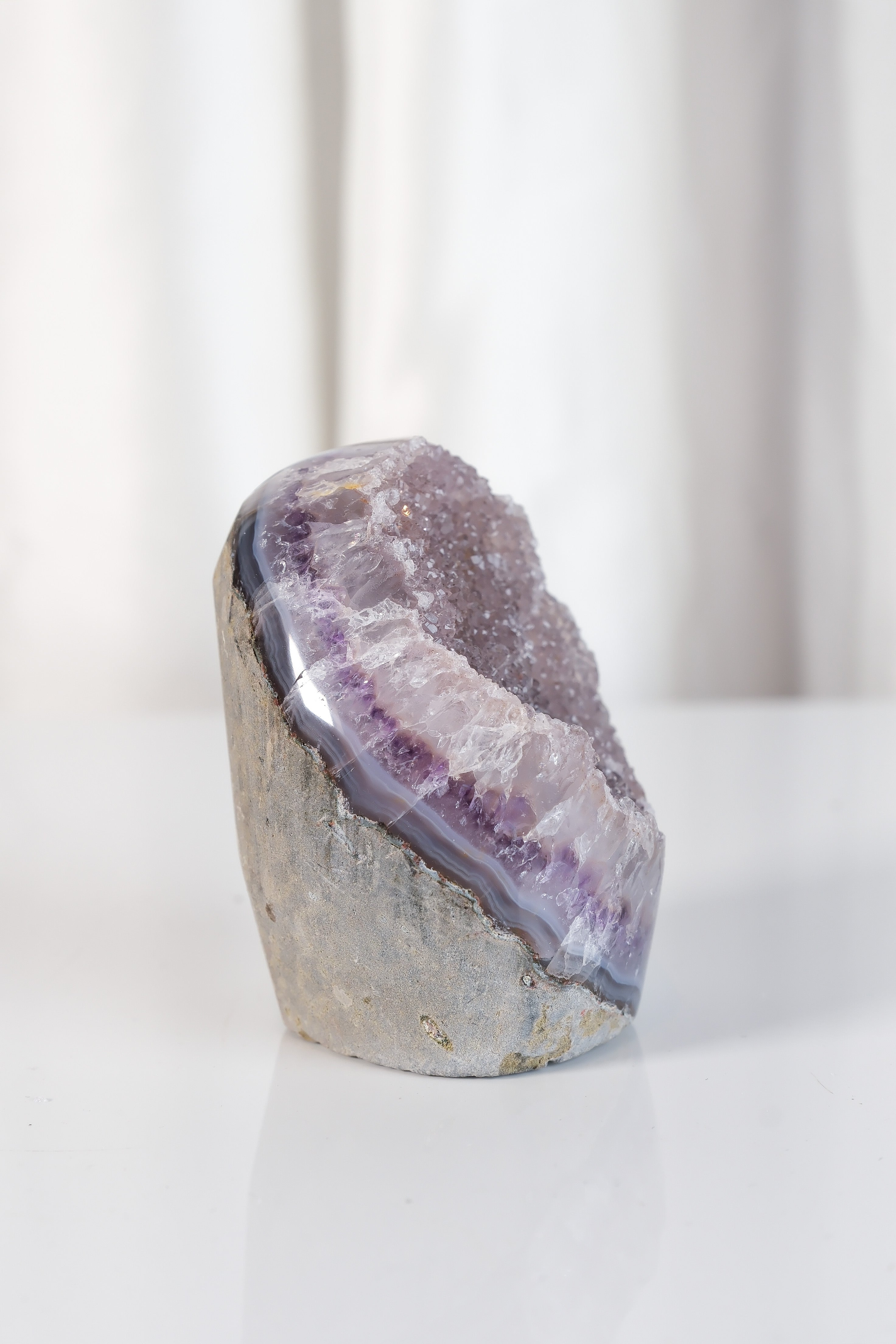High Quality Purple Sugar Coated Amethyst Cutbase Cluster