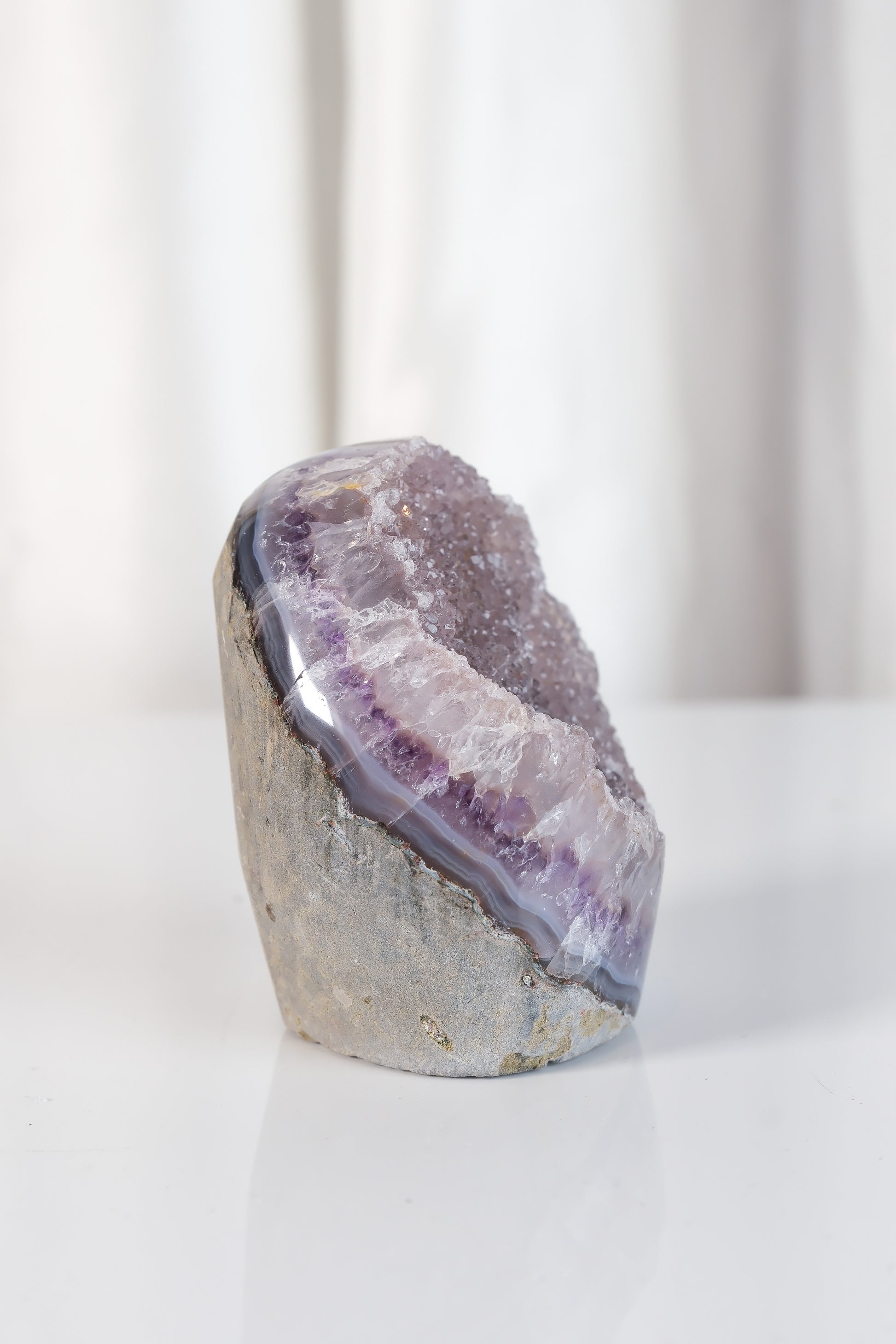 High Quality Purple Sugar Coated Amethyst Cutbase Cluster
