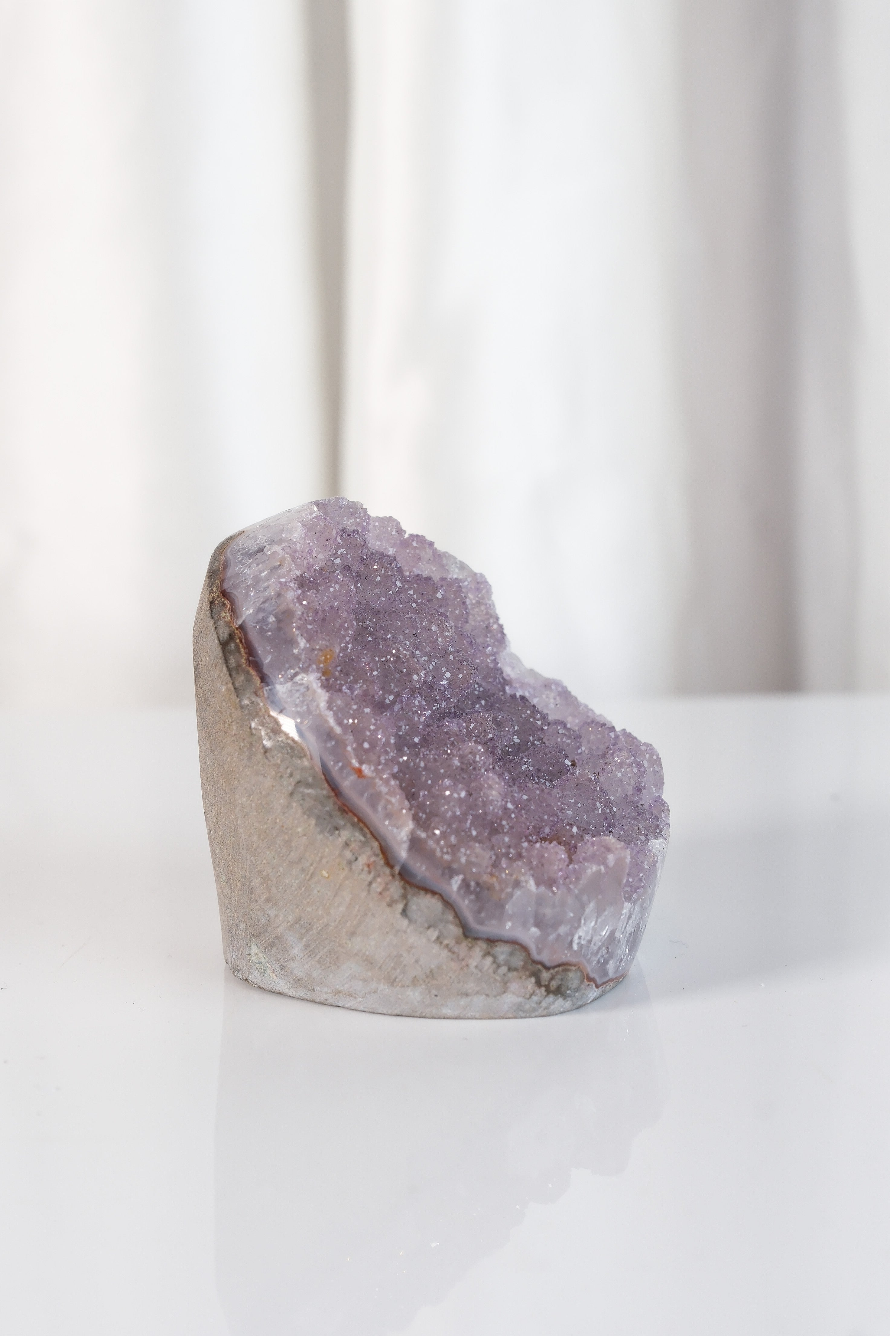 High Quality Purple Sugar Coated Amethyst Cutbase Cluster