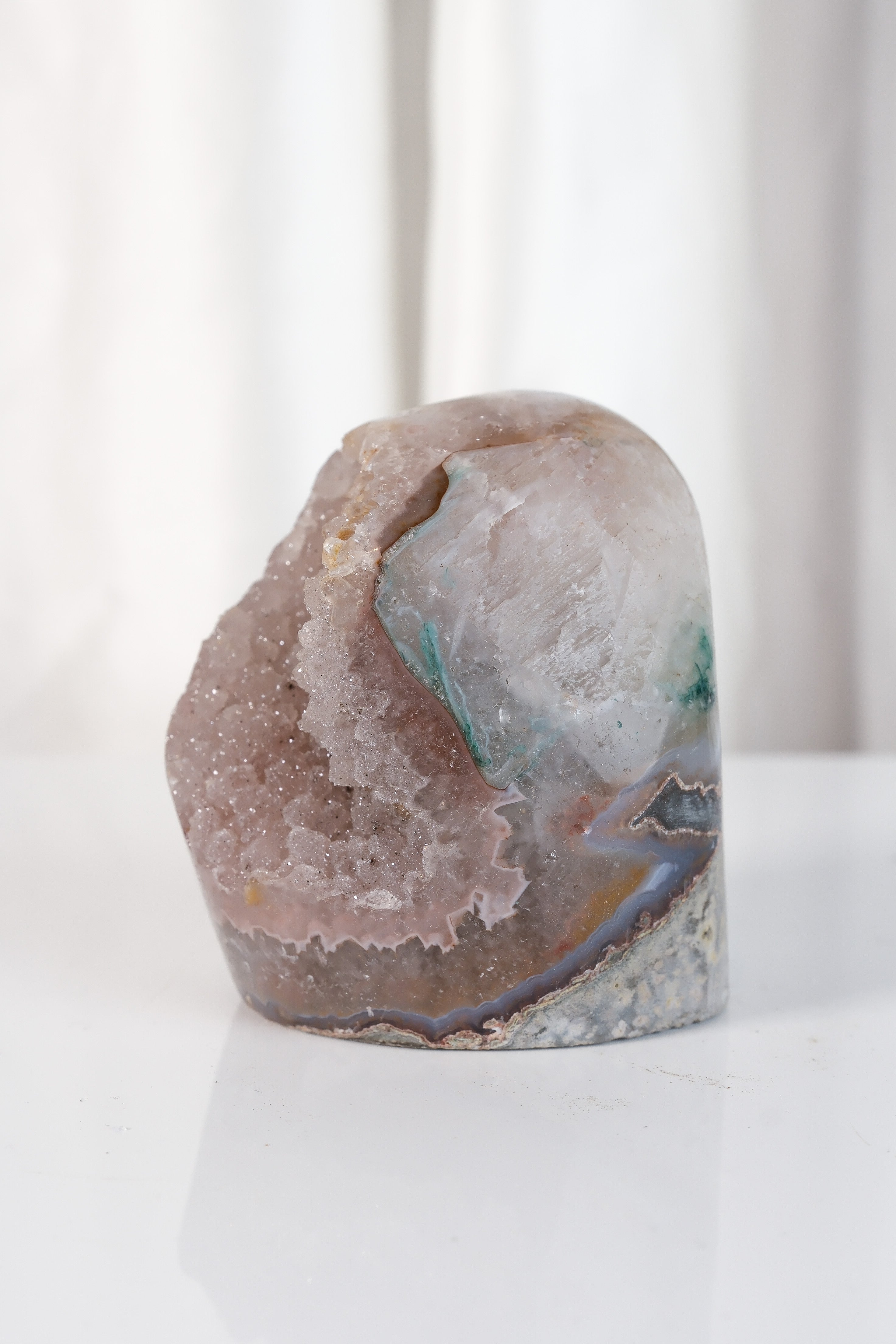 High Quality Rainbow Sugar Coated Amethyst Cutbase Cluster
