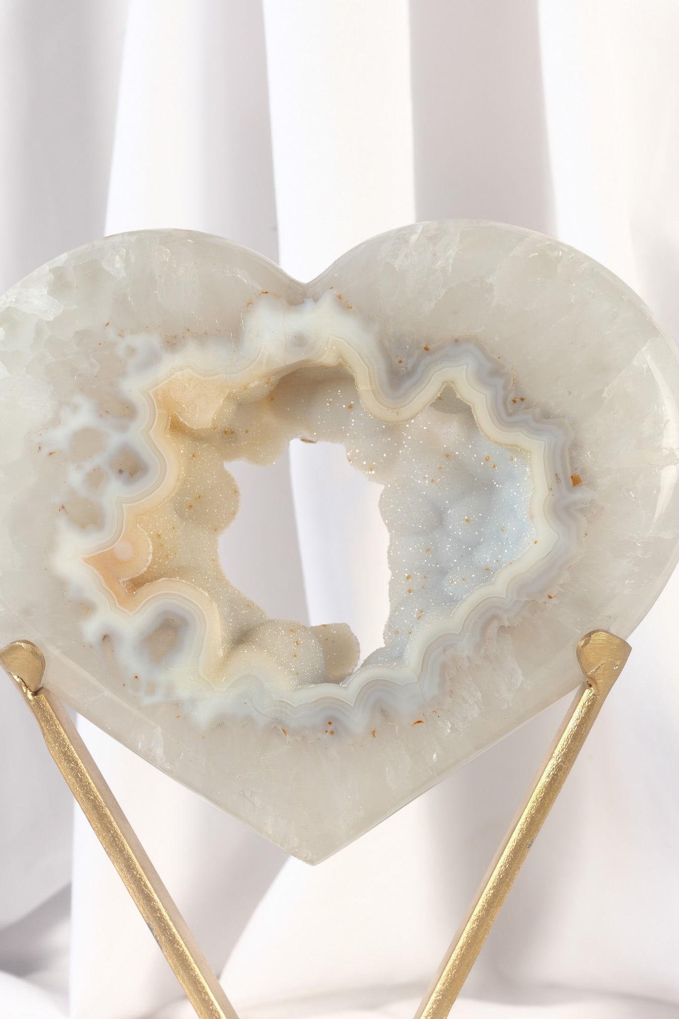 Druzy Agate Heart on Premium Stand
