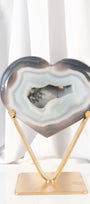 Druzy Agate Heart on Premium Stand