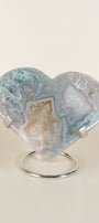 Moss Agate Heart On Stand