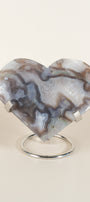 Moss Agate Heart On Stand