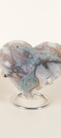 Moss Agate Heart On Stand