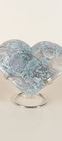 Moss Agate Heart On Stand