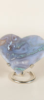 Moss Agate Heart On Stand