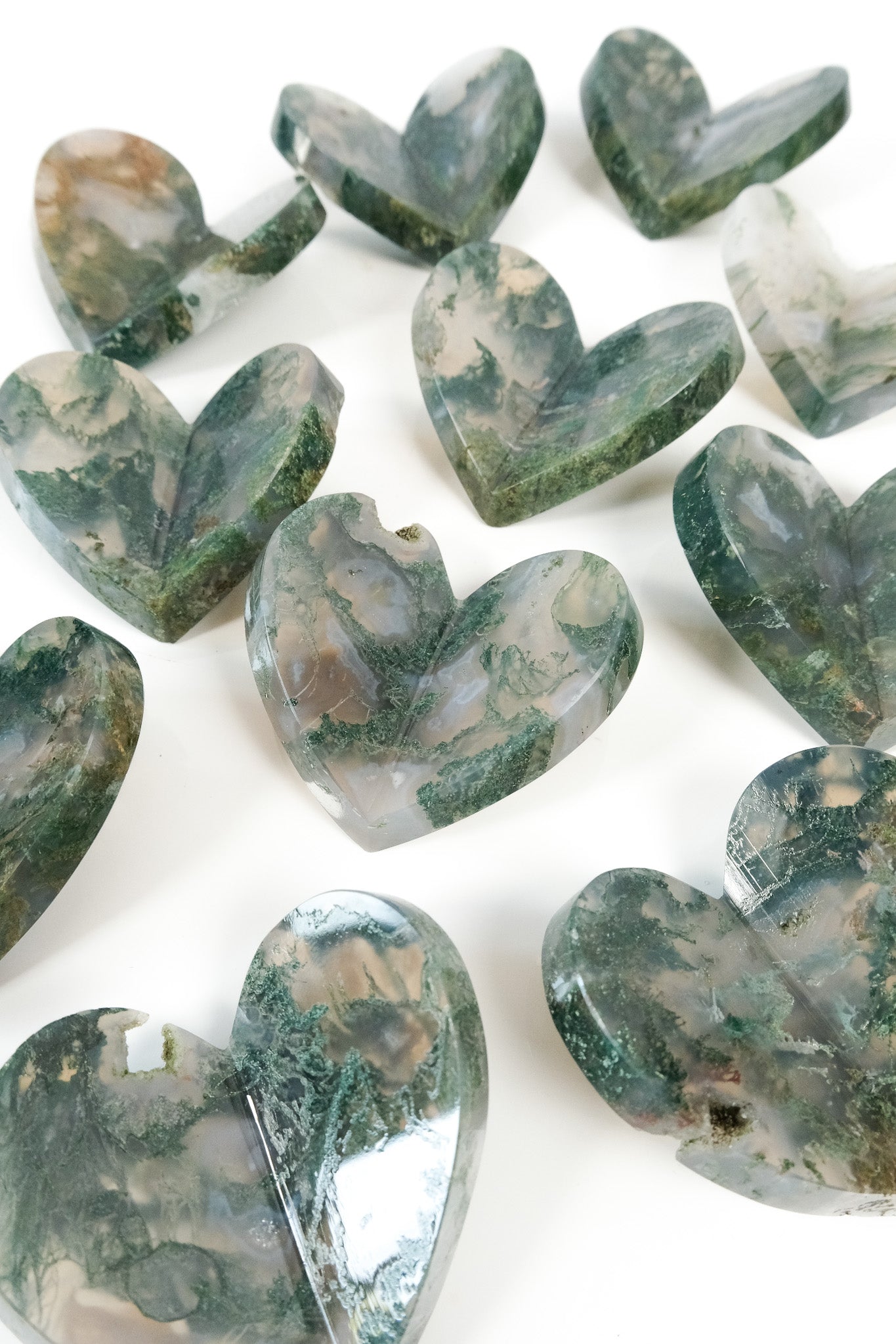 Moss Agate Medium 3D Heart