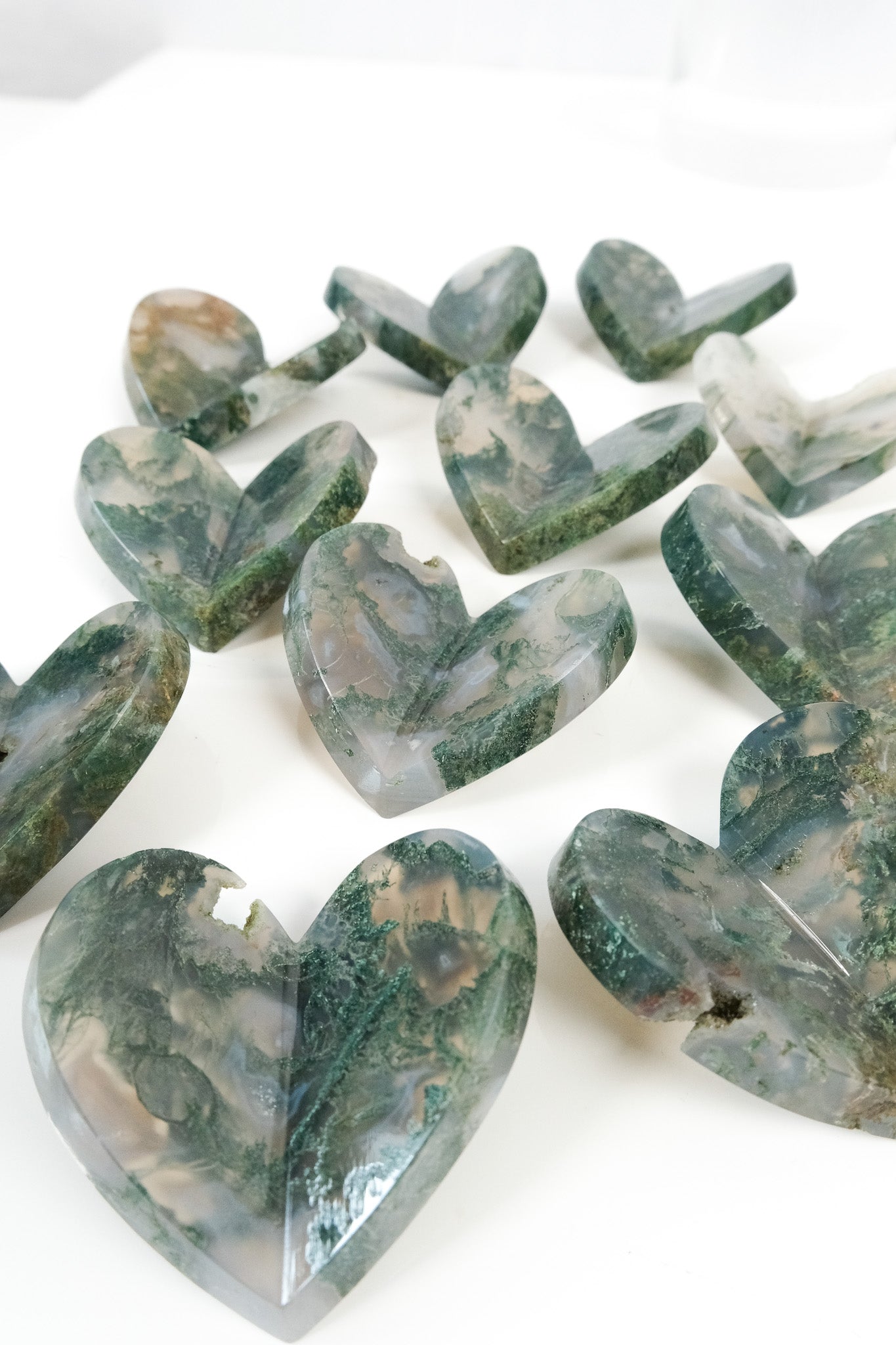 Moss Agate Medium 3D Heart