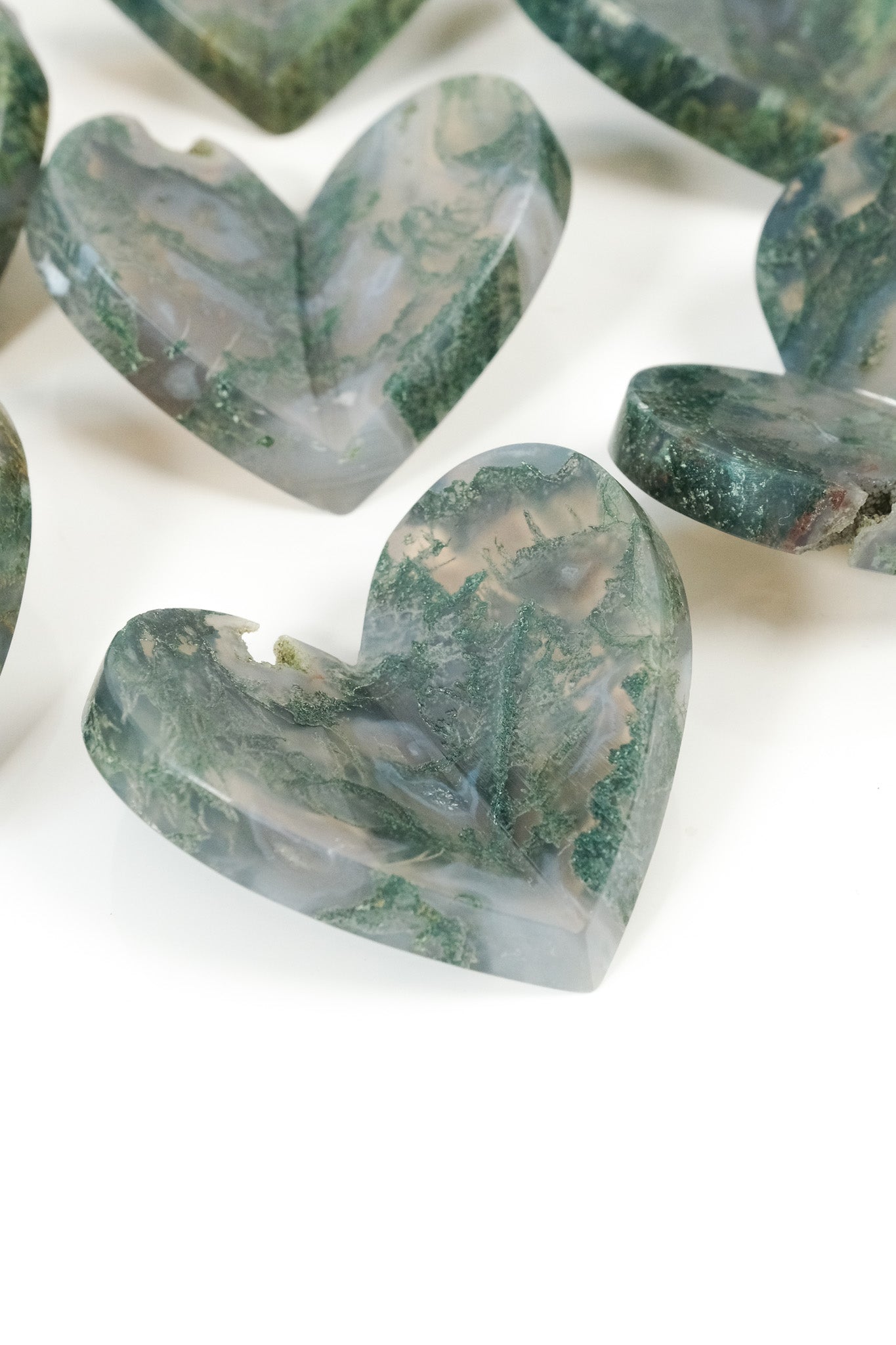 Moss Agate Medium 3D Heart