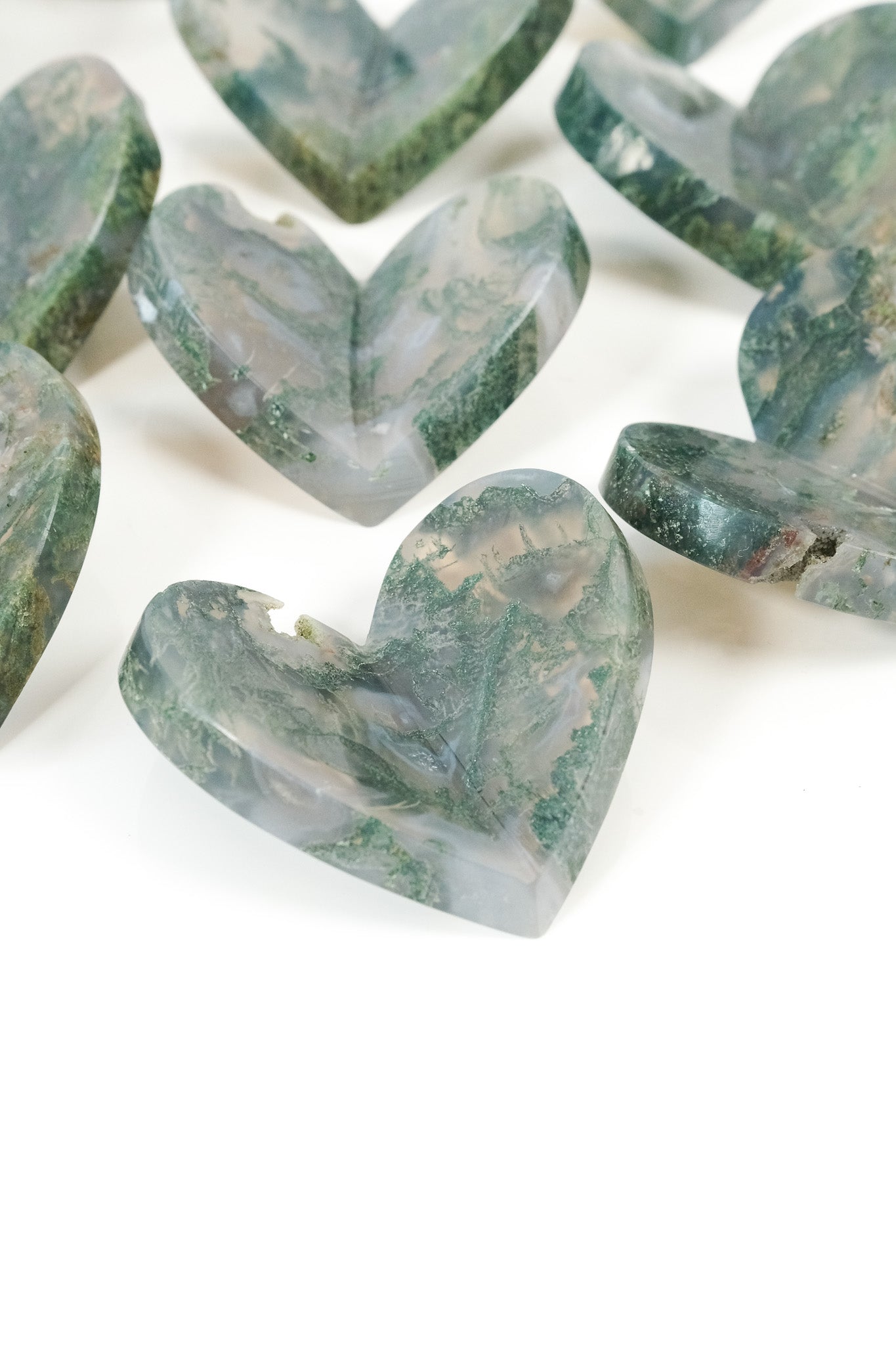 Moss Agate Medium 3D Heart