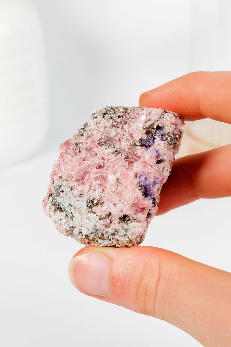 Rhodochrosite Cluster With Pyrite & Fluorite - Premium healing crystal from Stones of Virtue Australia.