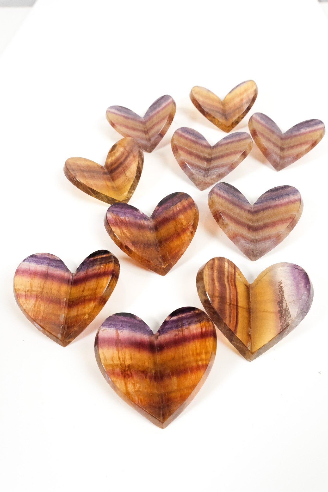 Yellow and Purple Fluorite Medium 3D Heart