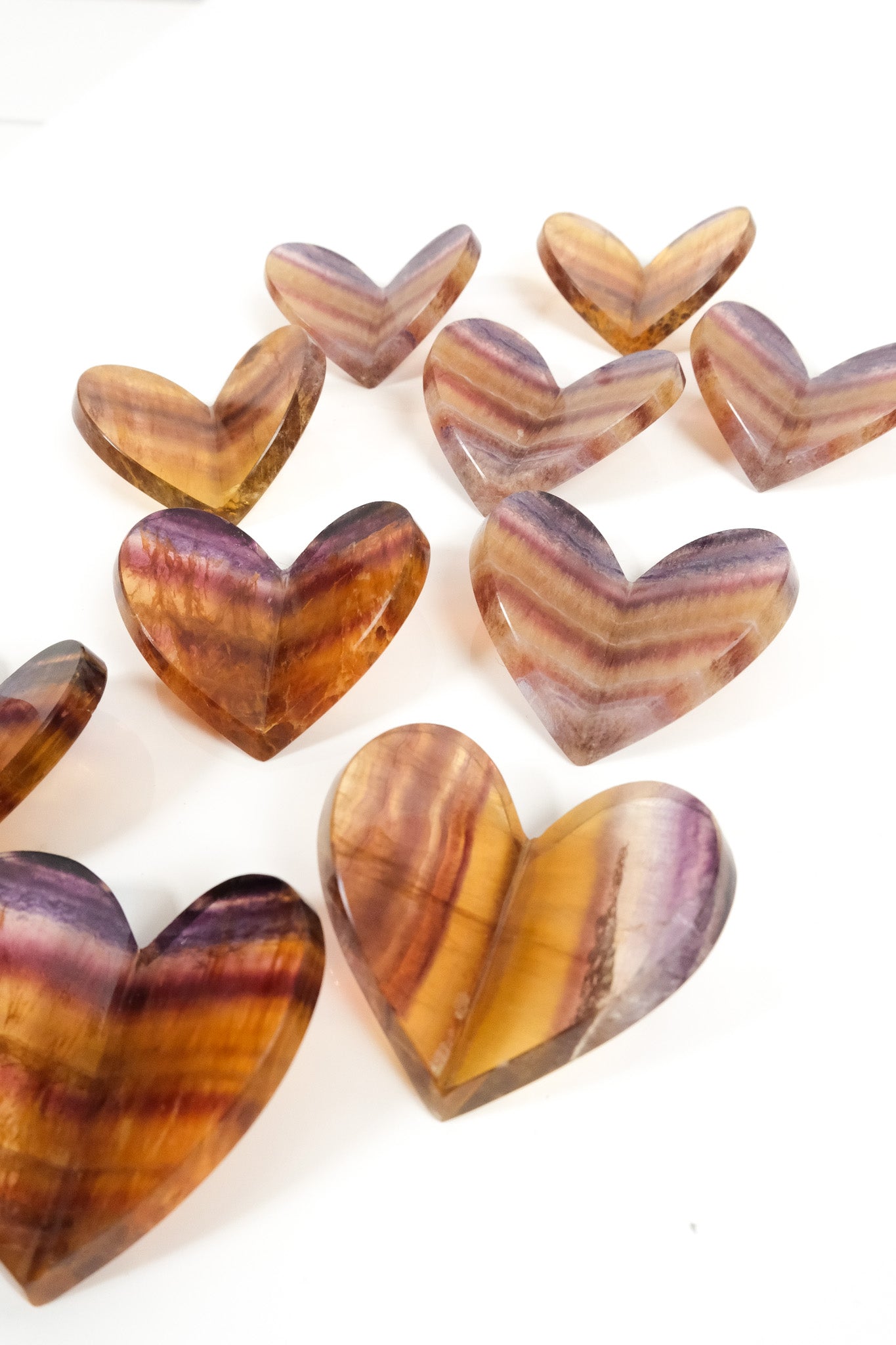 Yellow and Purple Fluorite Medium 3D Heart