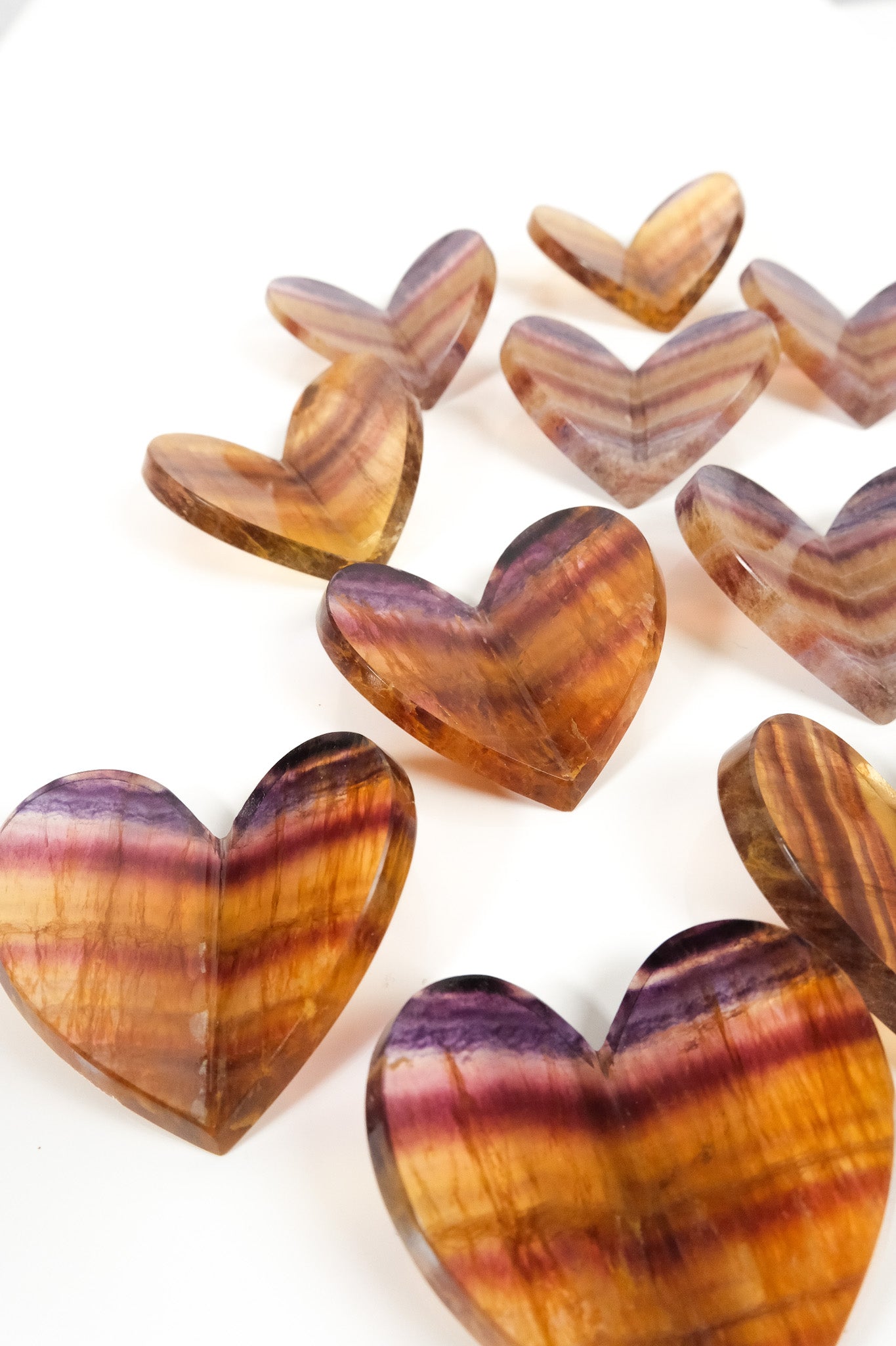 Yellow and Purple Fluorite Medium 3D Heart