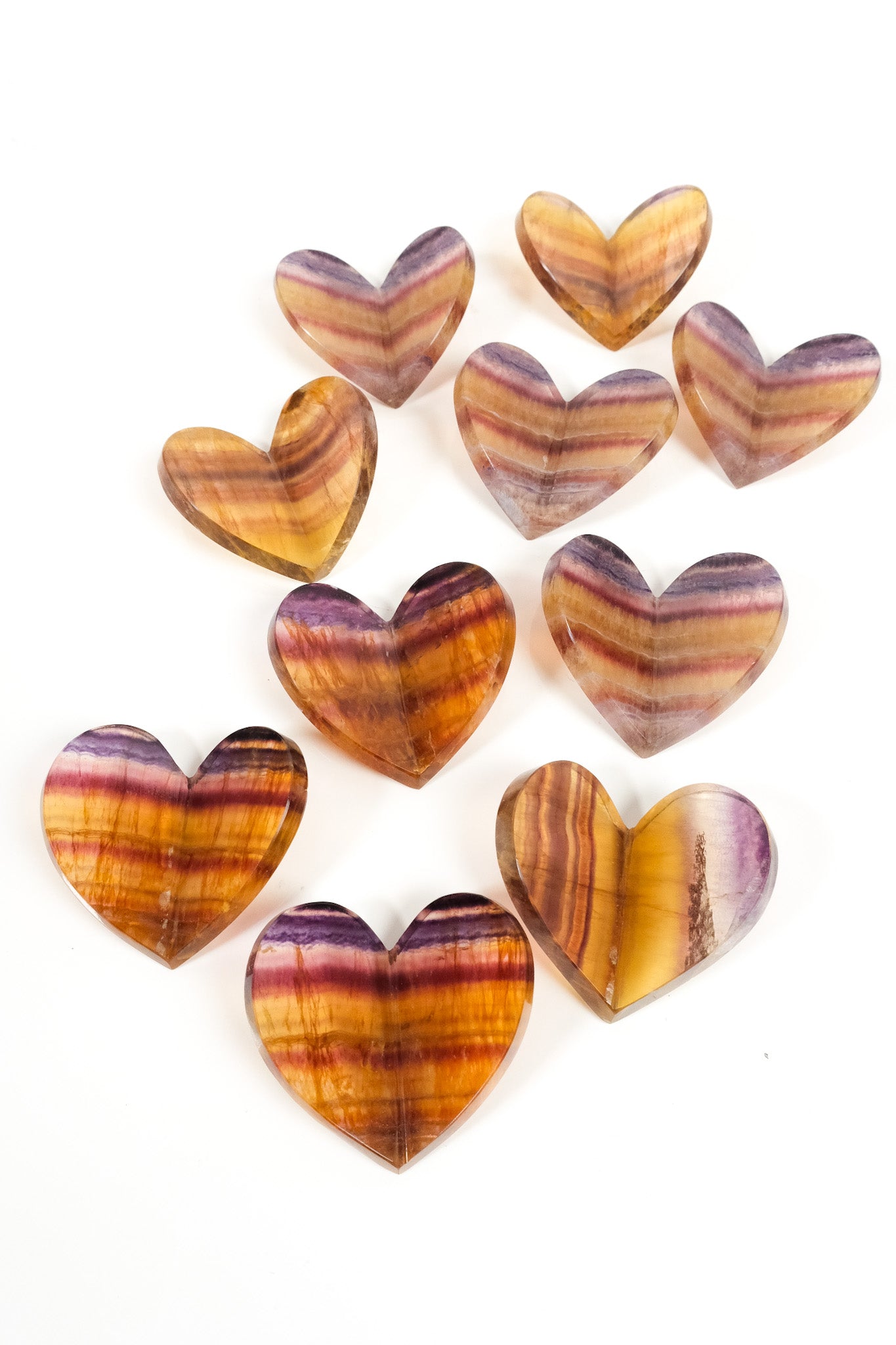 Yellow and Purple Fluorite Medium 3D Heart