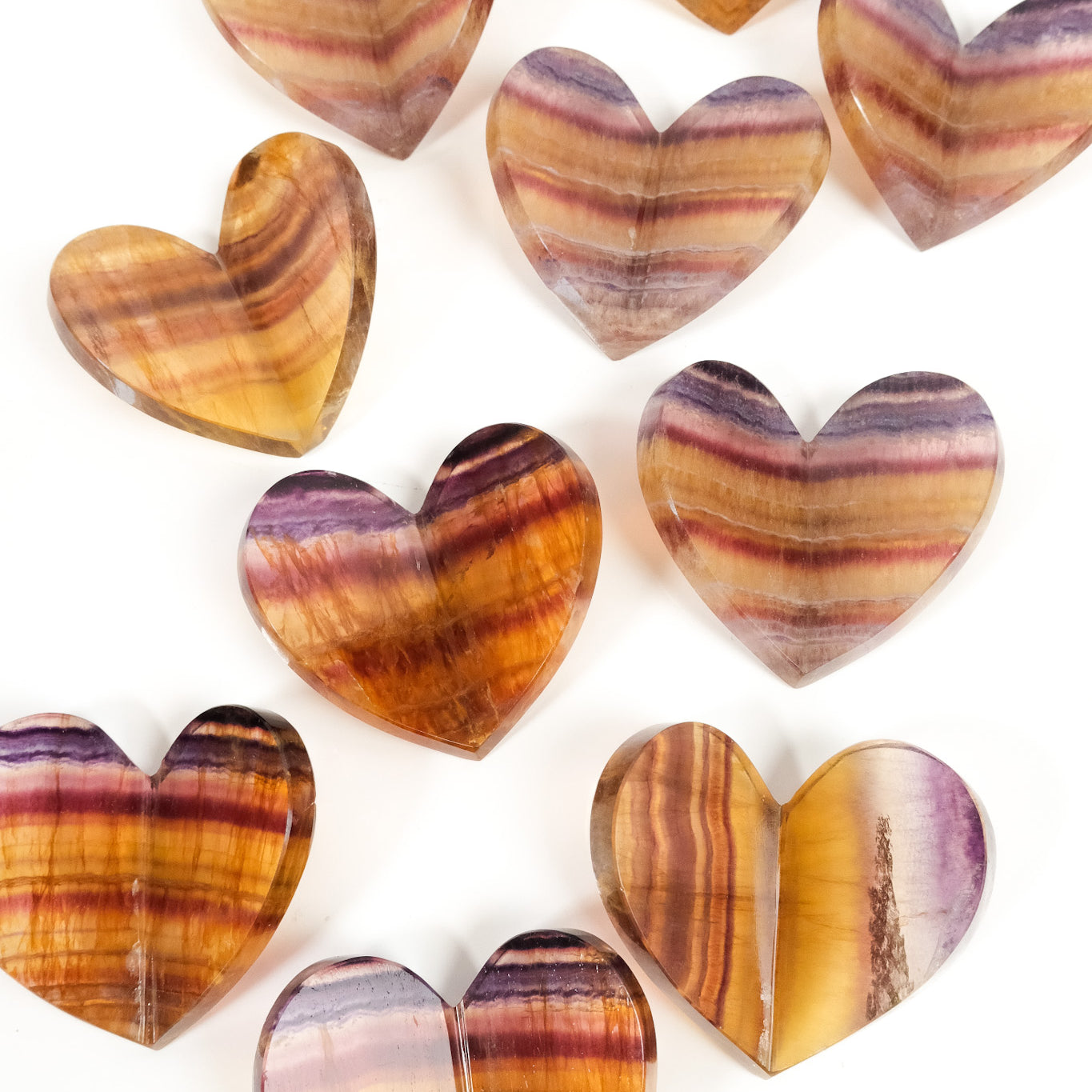 Yellow and Purple Fluorite Medium 3D Heart