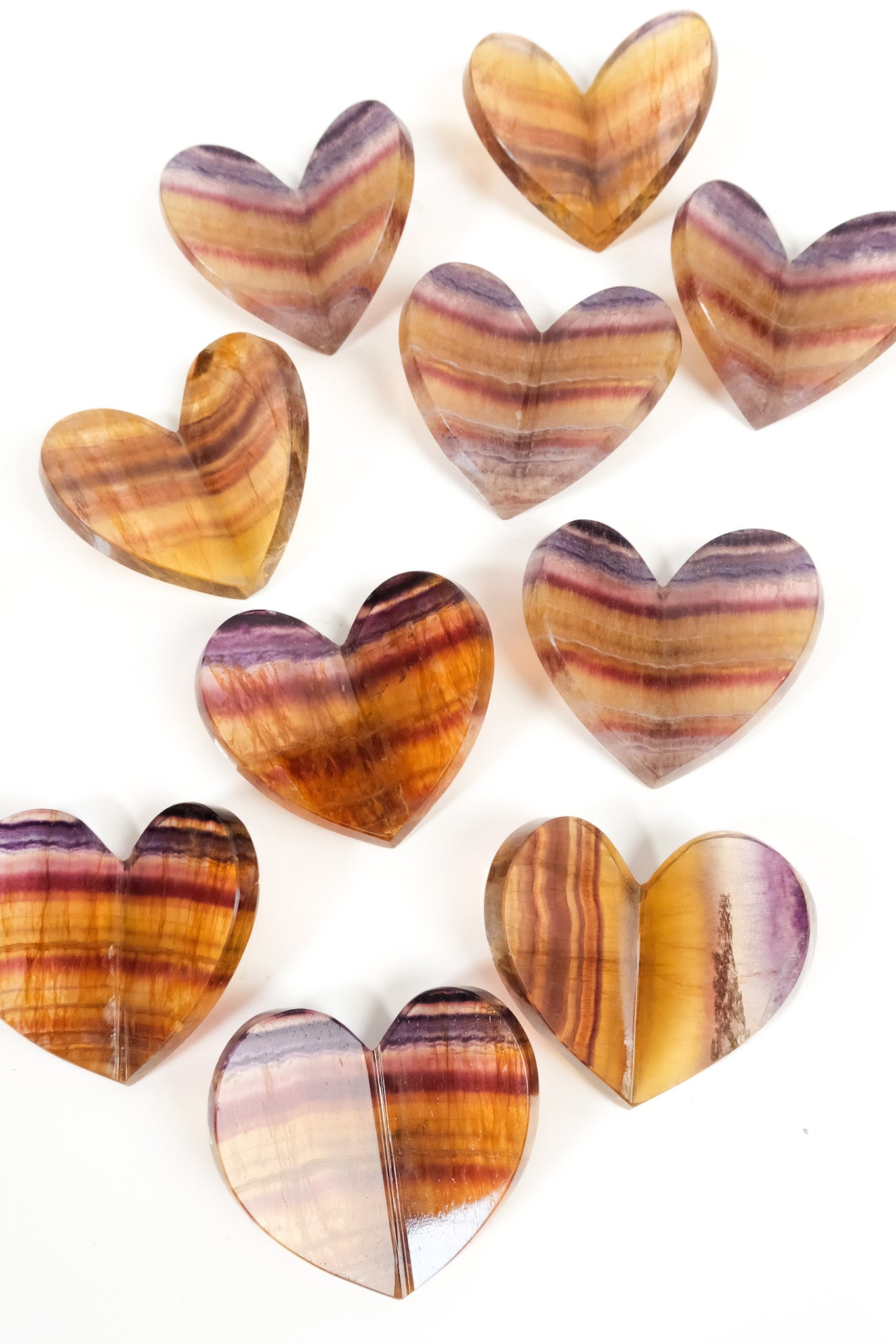 Yellow and Purple Fluorite Medium 3D Heart