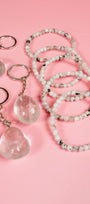 Rainbow Moonstone Bracelet & Clear Quartz Keyring