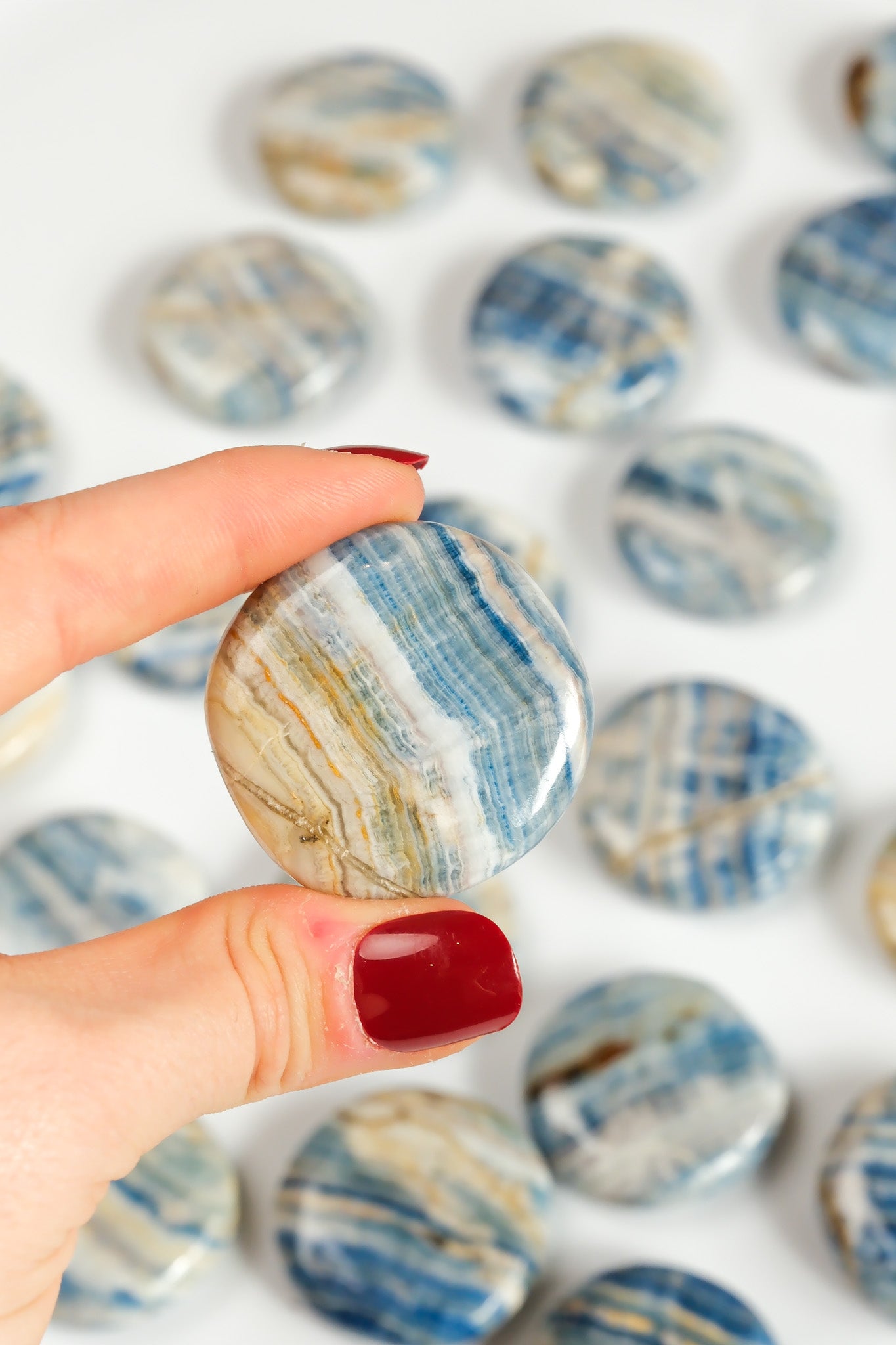 Blue Scheelite Flat Stone