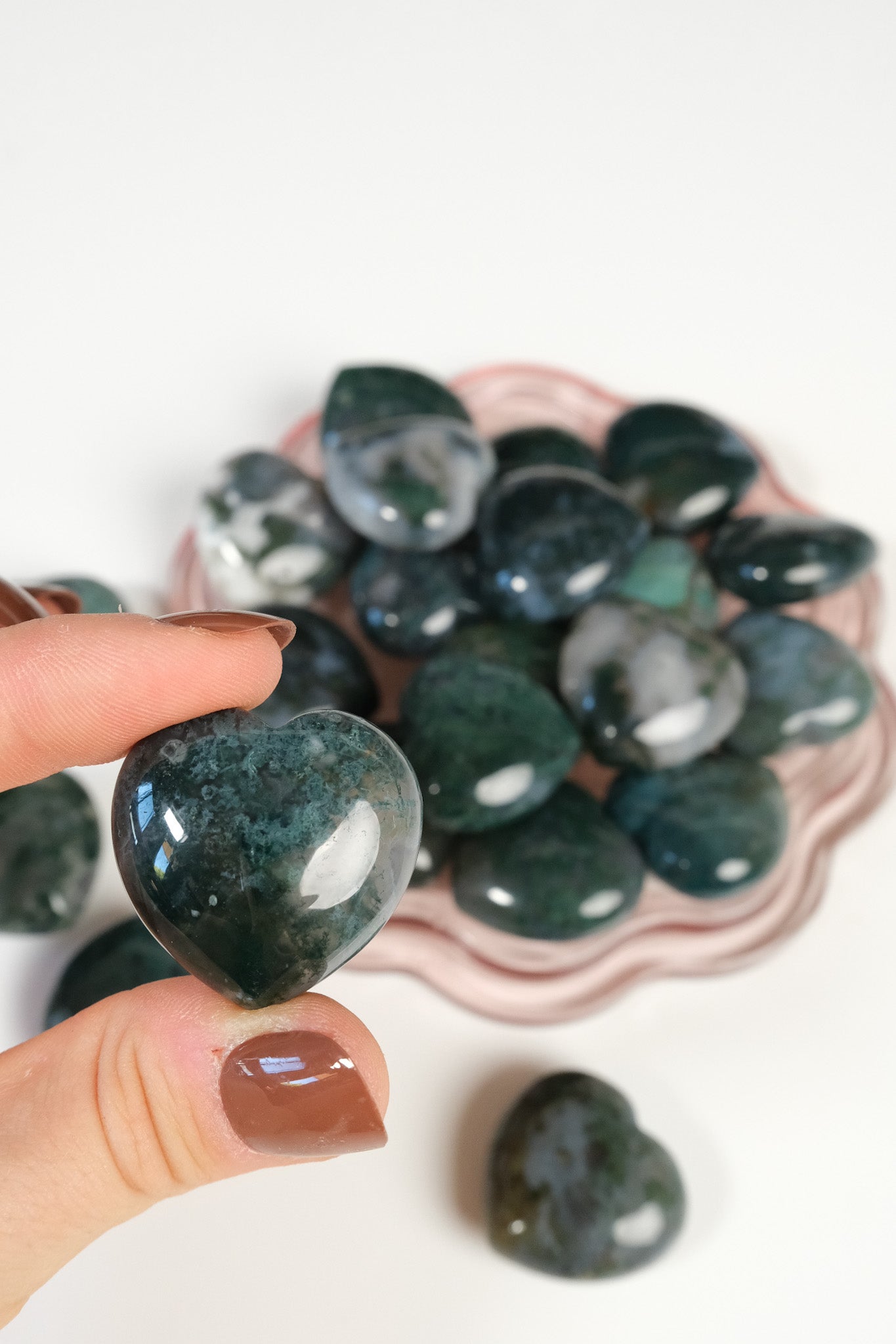 Moss Agate Small Heart
