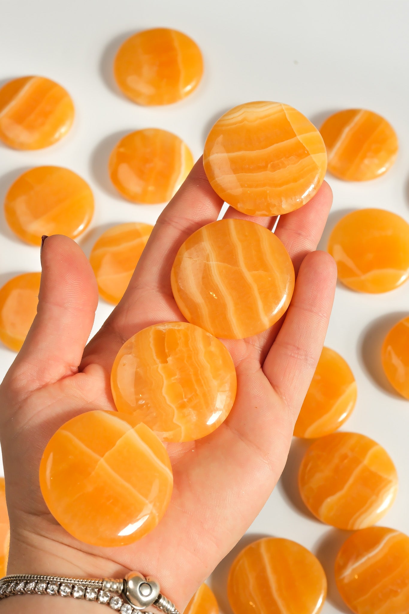 Orange Calcite Flat Stone