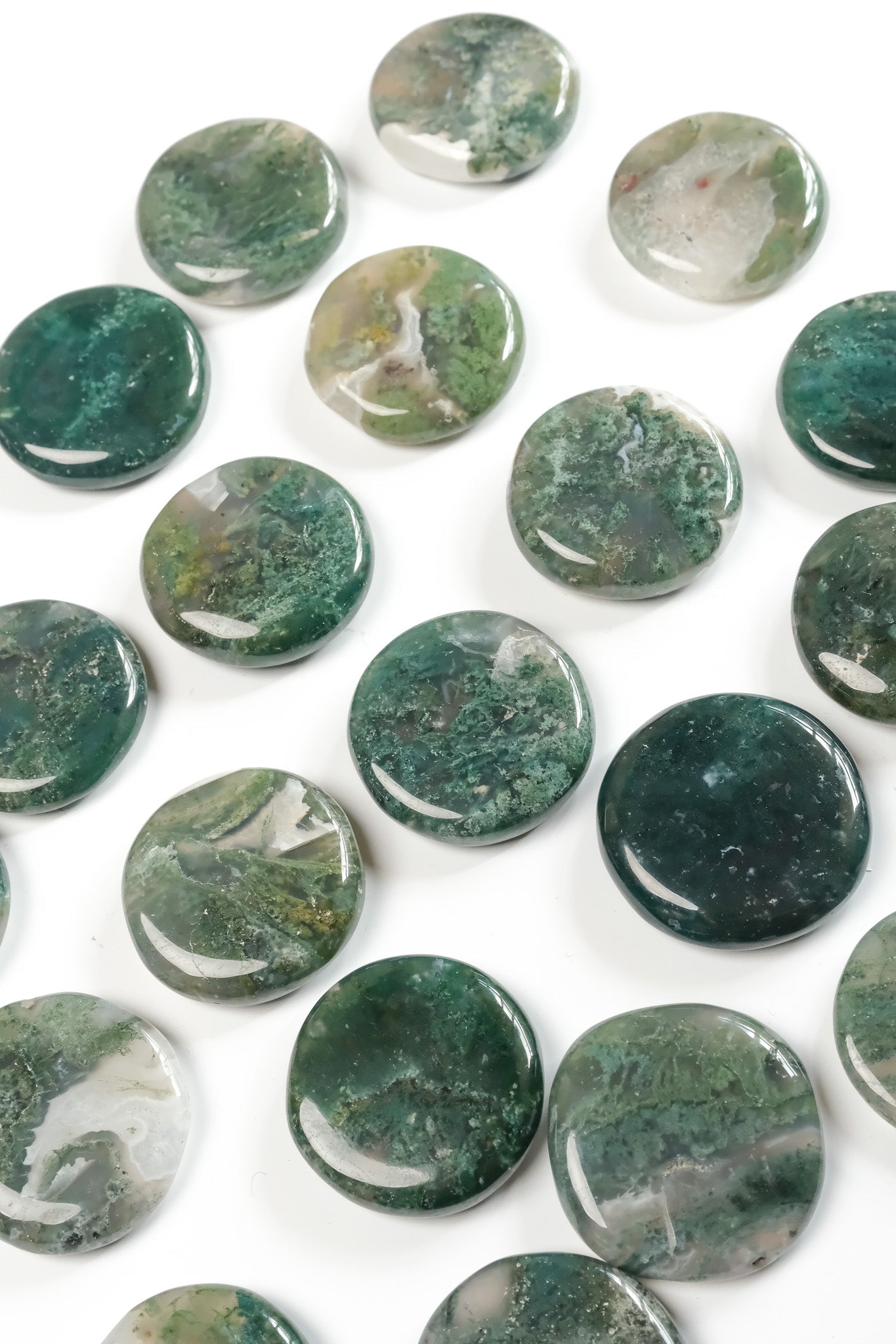 Moss Agate Flat Stone