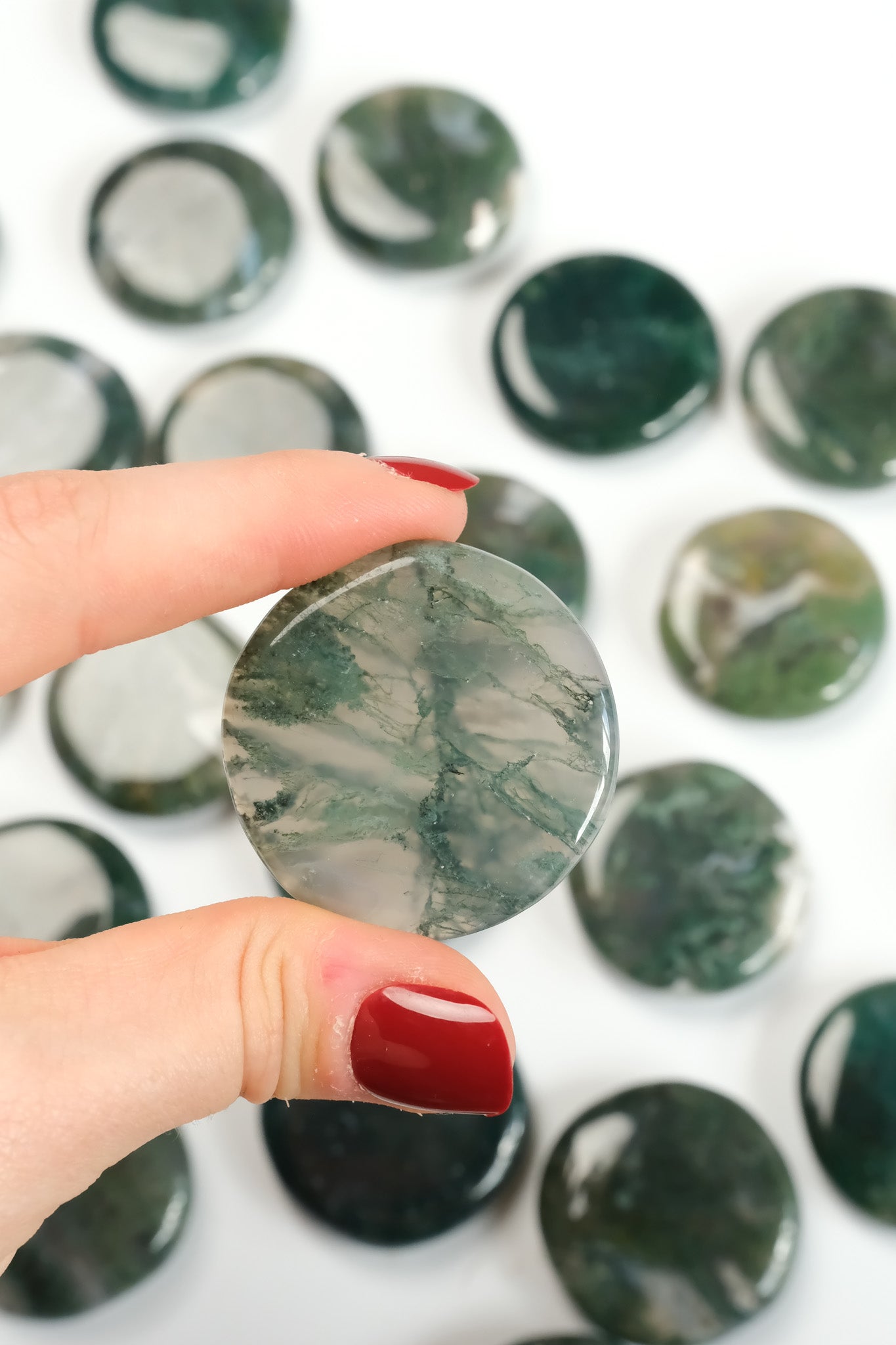Moss Agate Flat Stone