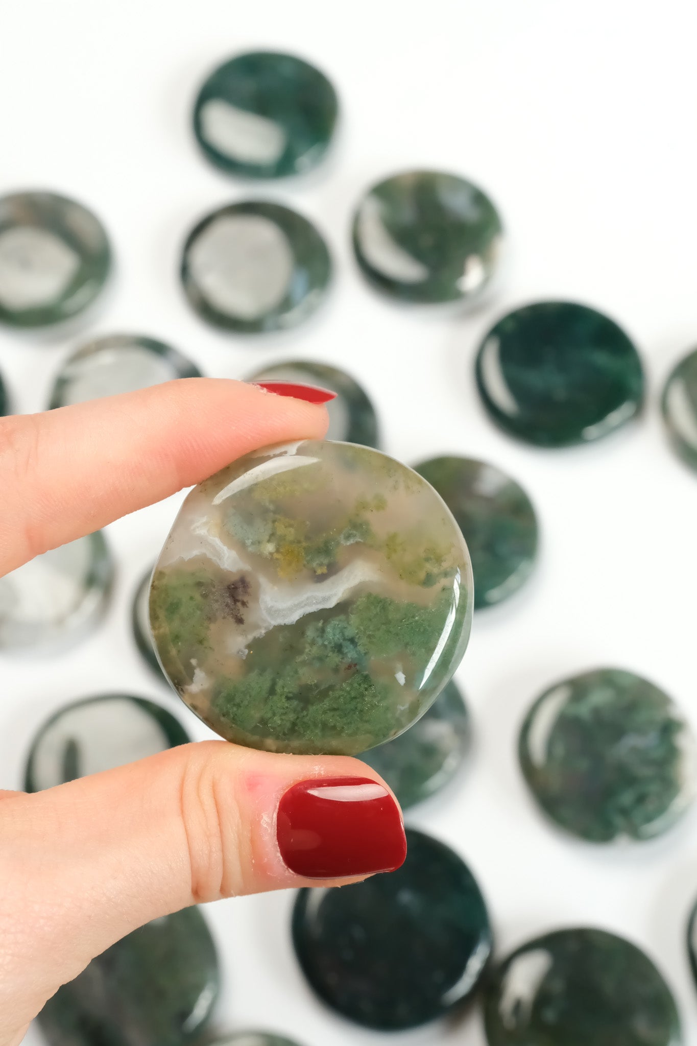 Moss Agate Flat Stone