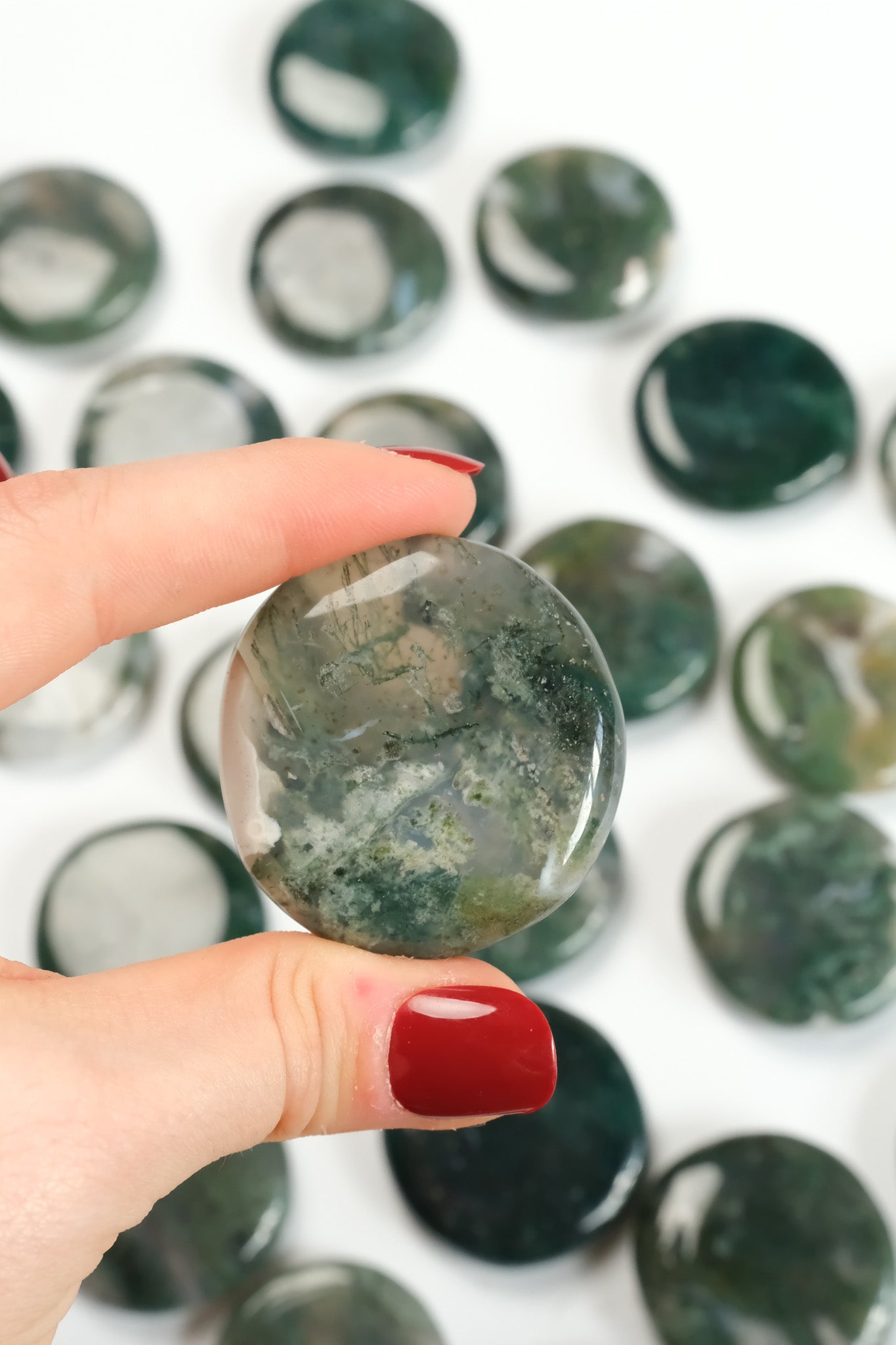 Moss Agate Flat Stone