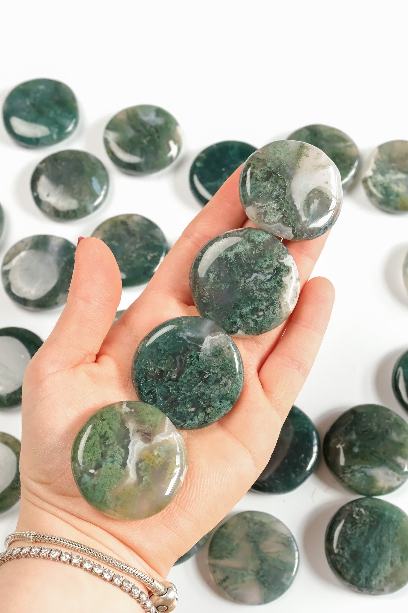 Moss Agate Flat Stone