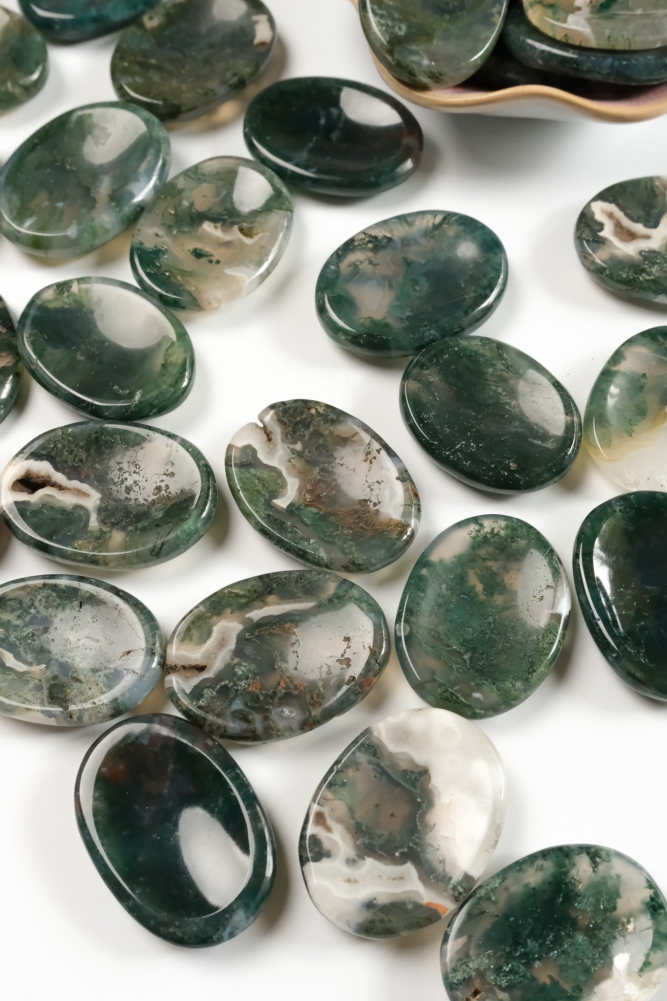 Moss Agate Worry Stone
