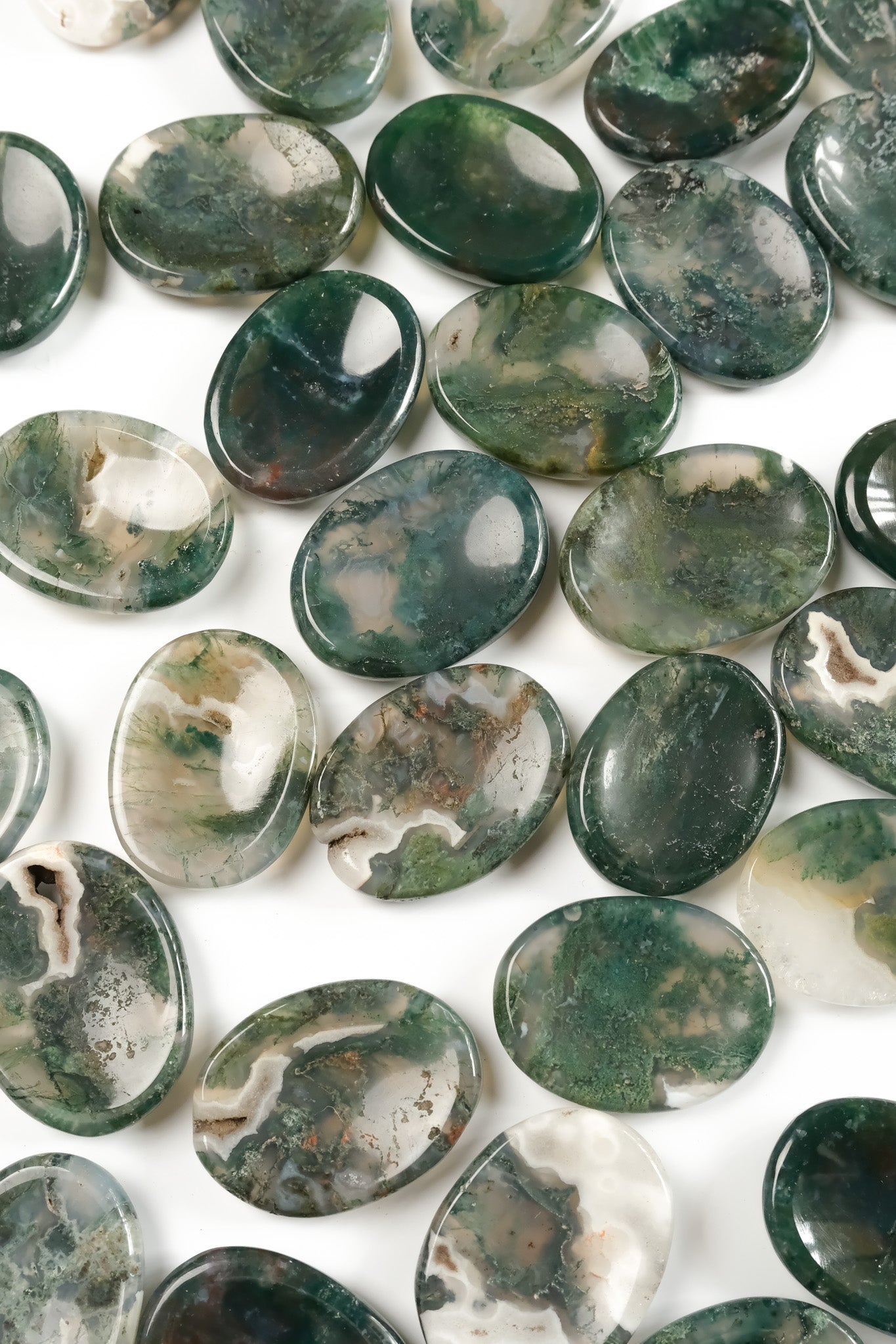 Moss Agate Worry Stone