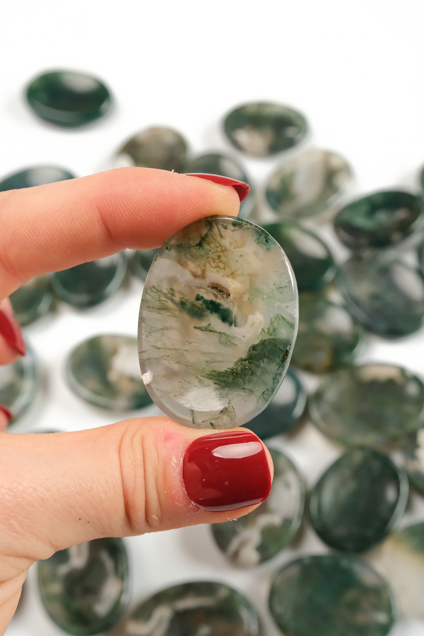 Moss Agate Worry Stone