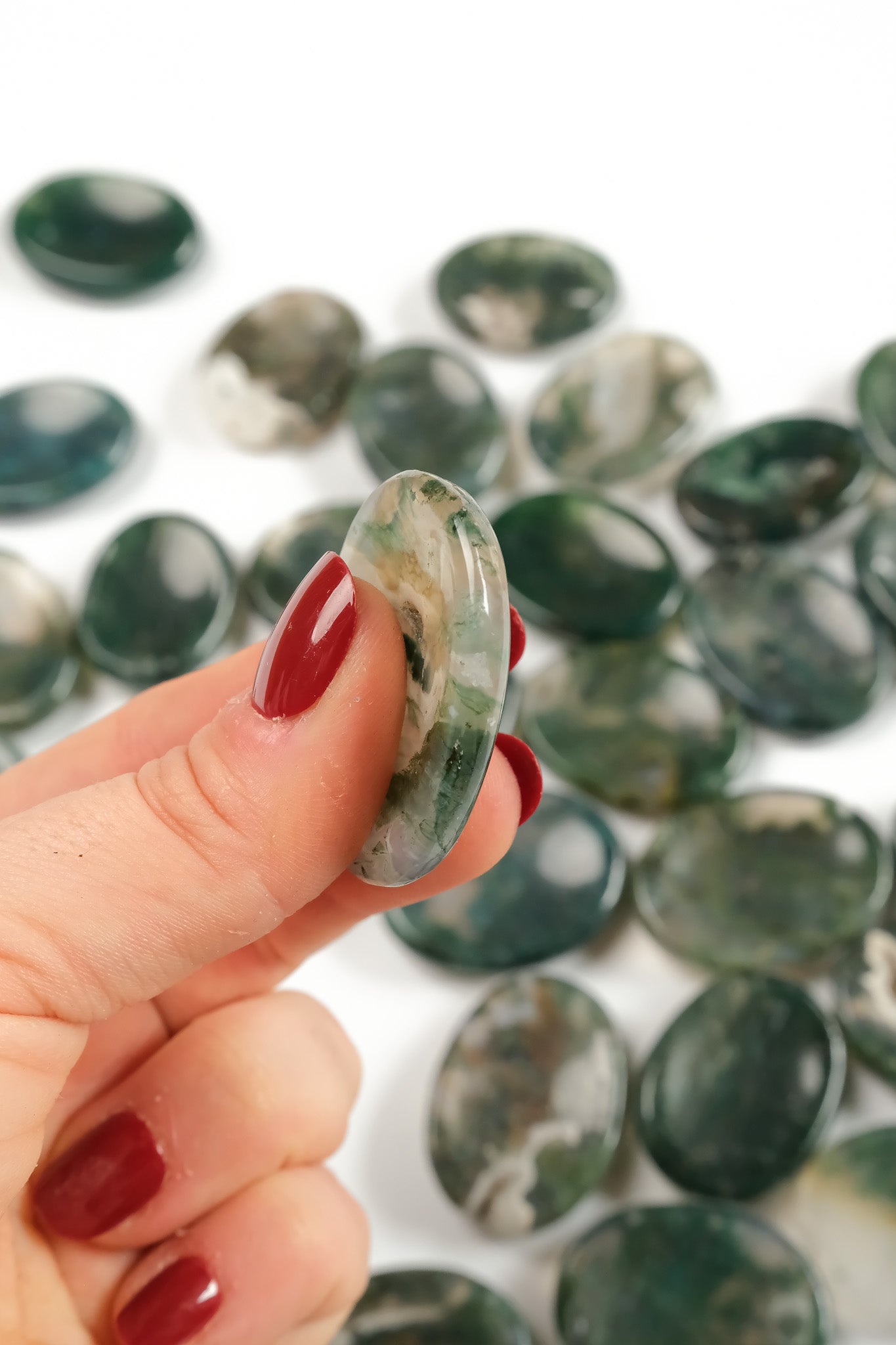 Moss Agate Worry Stone
