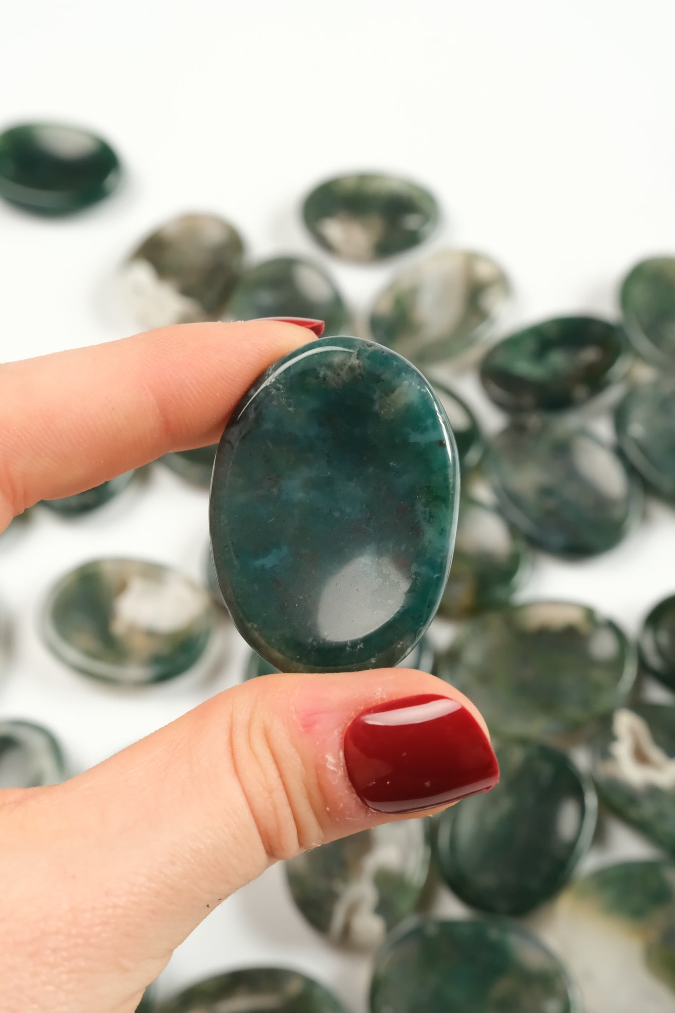Moss Agate Worry Stone