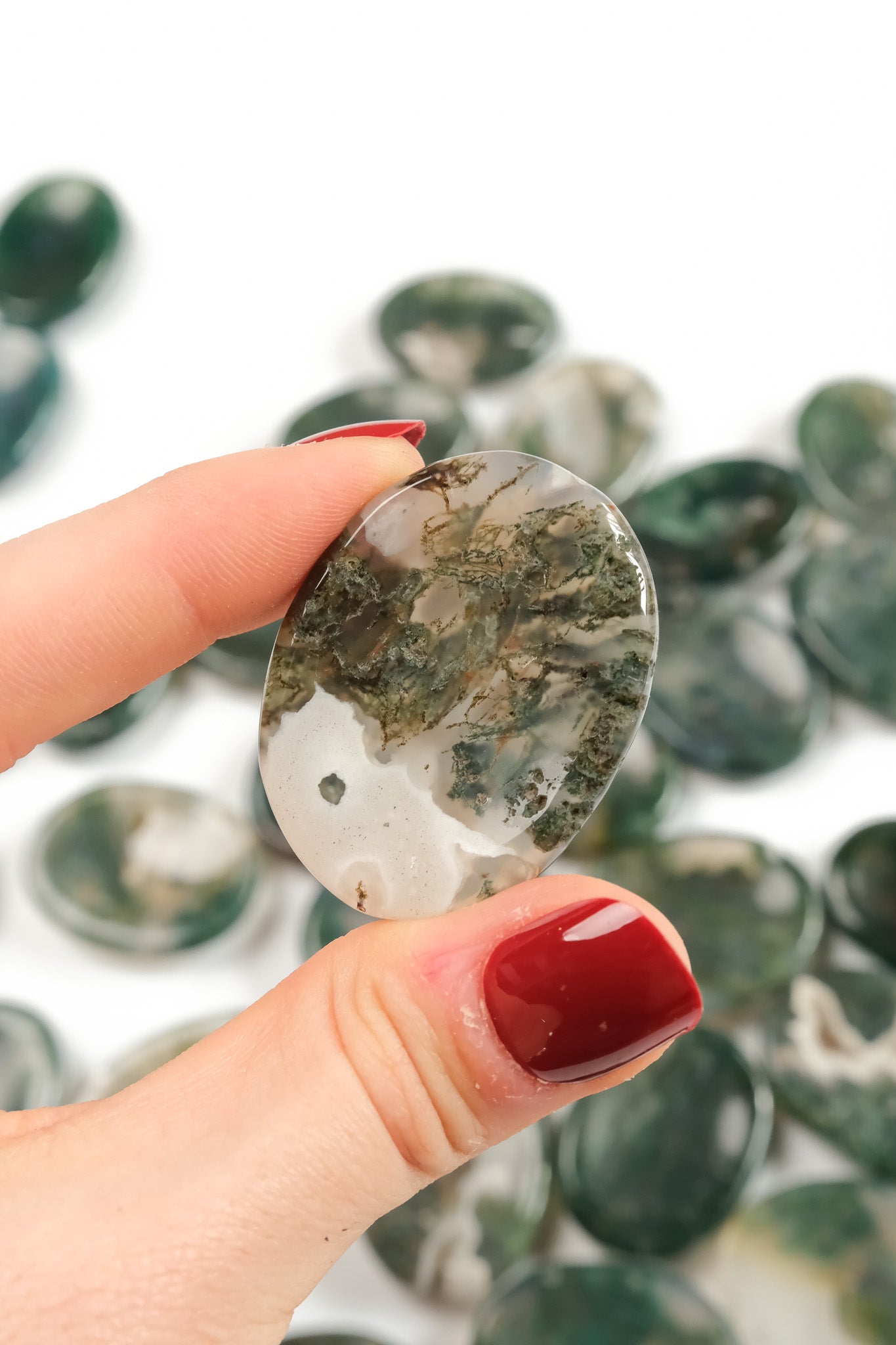 Moss Agate Worry Stone