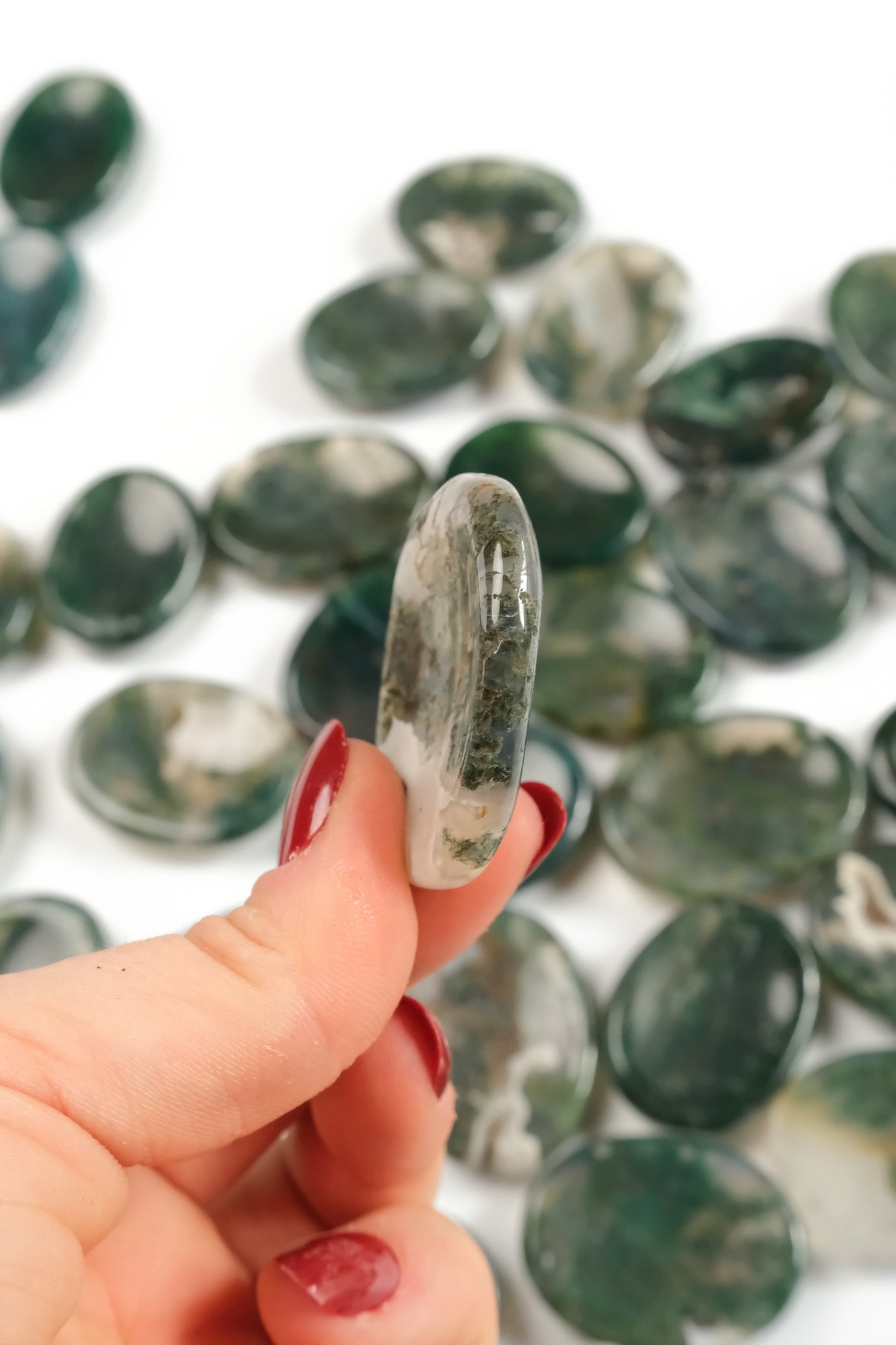 Moss Agate Worry Stone