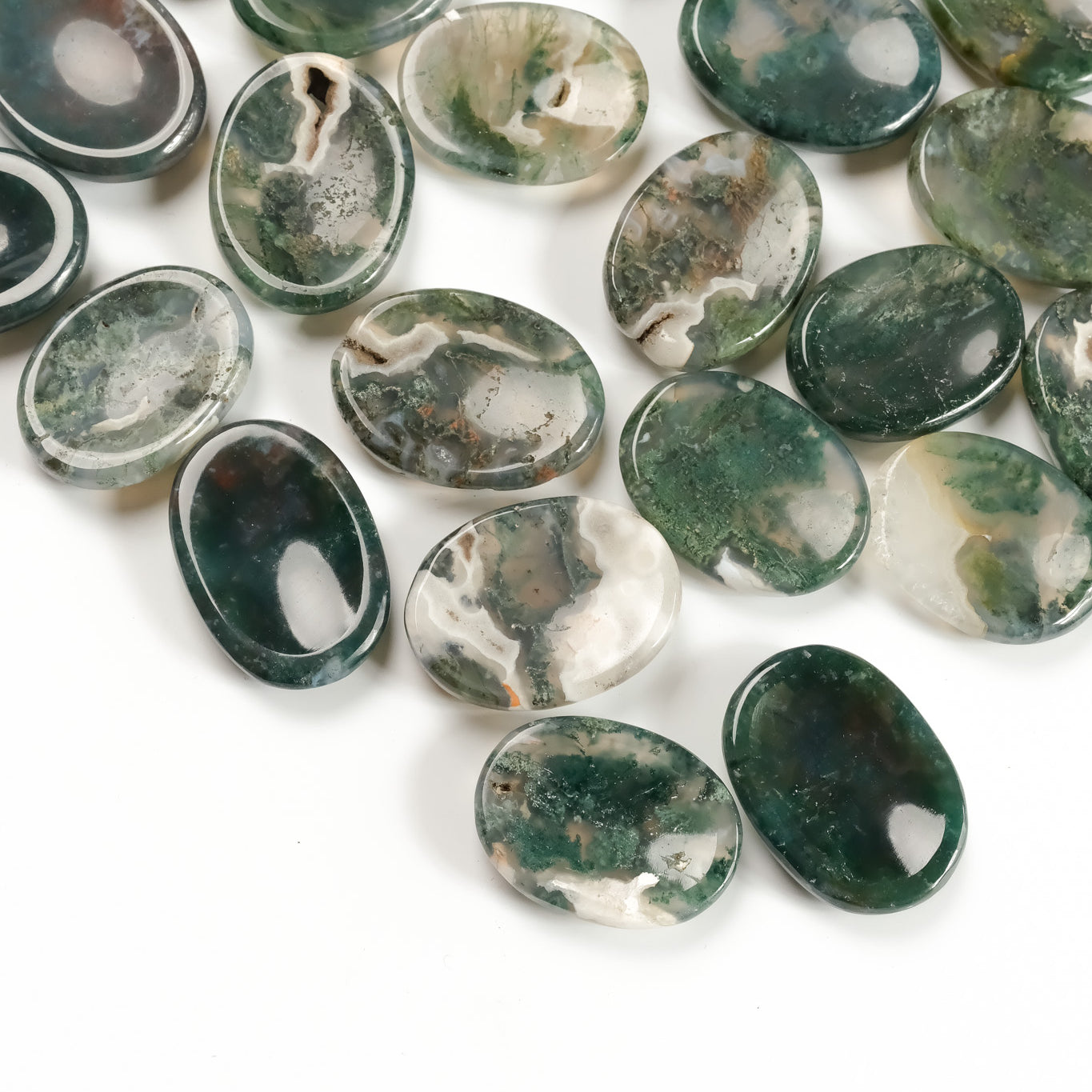 Moss Agate Worry Stone