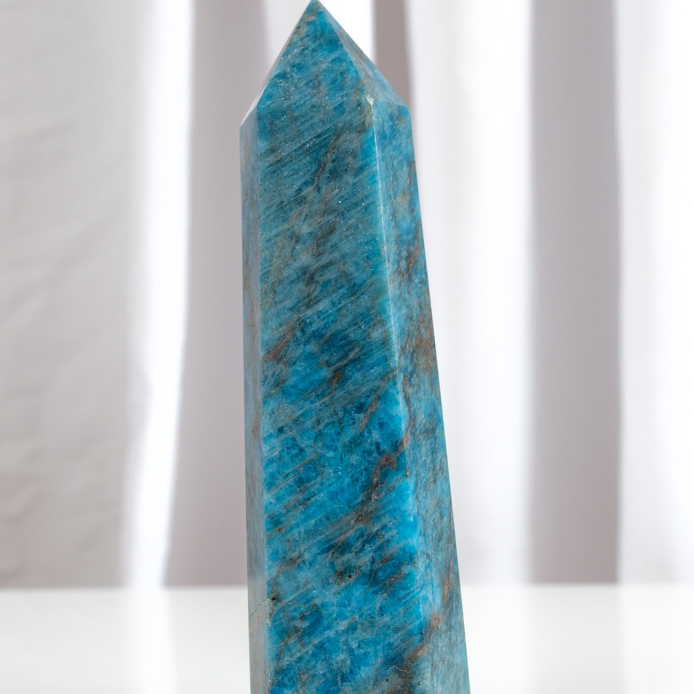 Blue Apatite Tower - slight lean