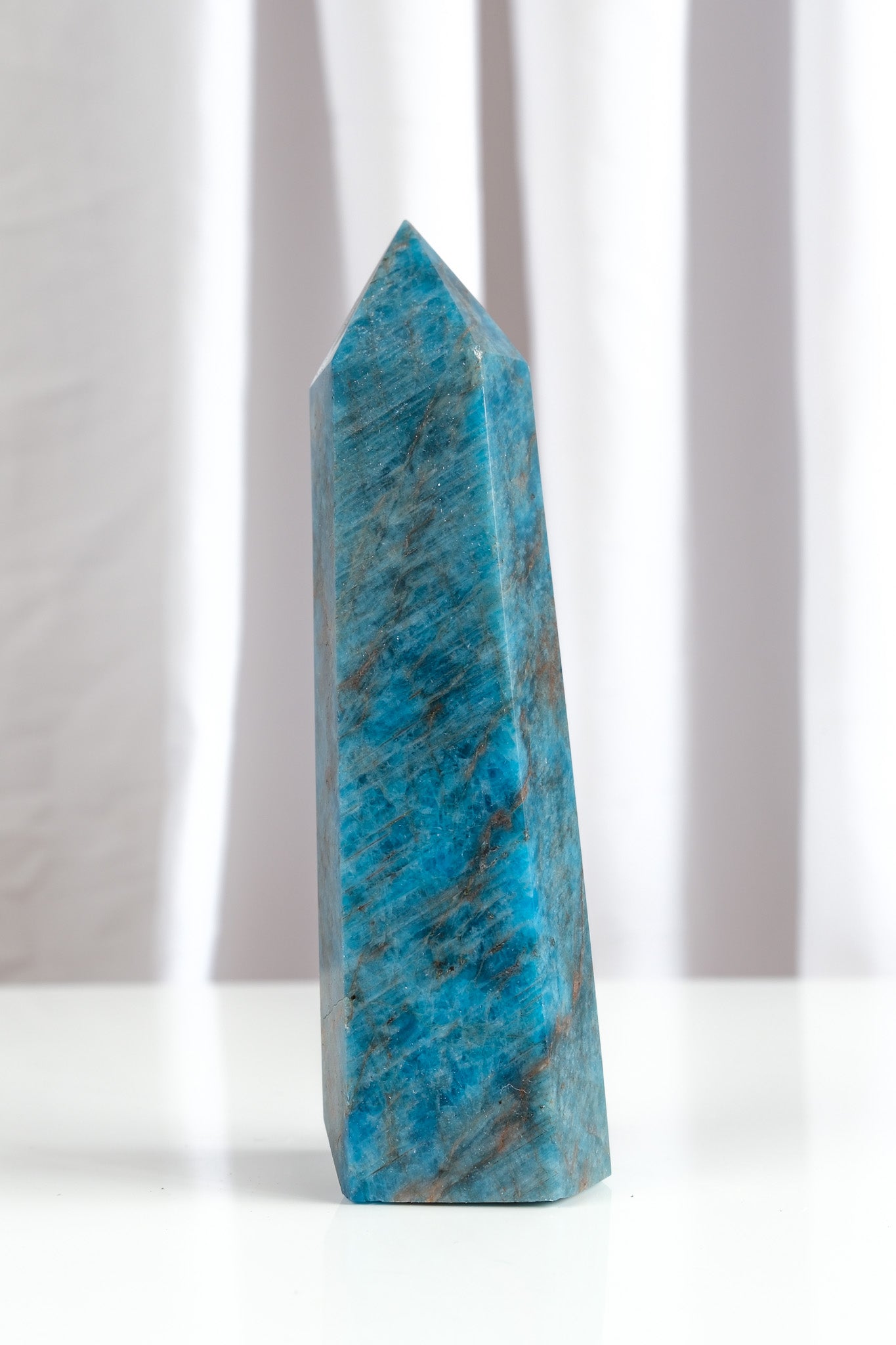 Blue Apatite Tower - slight lean